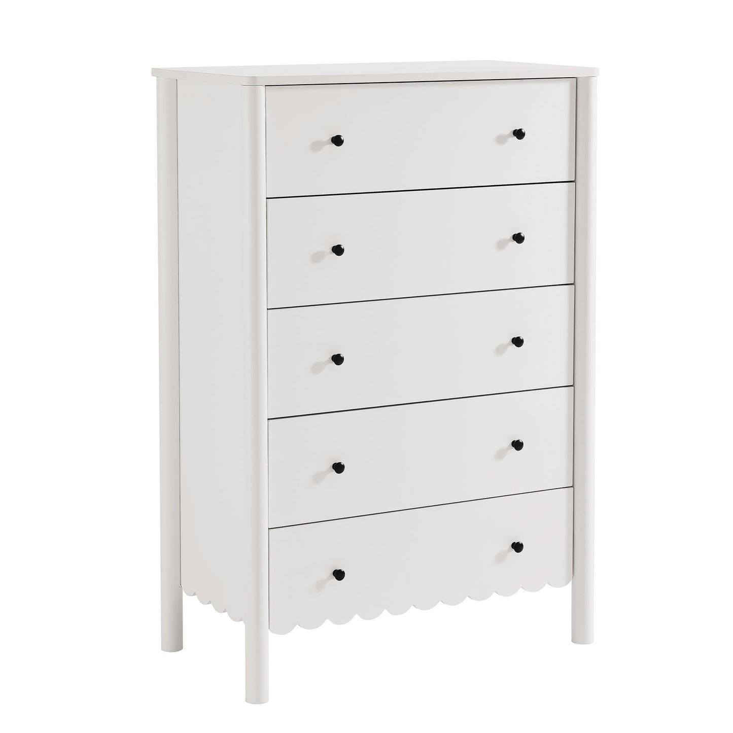 Emmeline Scalloped 5-Drawer Chest, 6-Drawer Dresser, and Rectangle Wall Mirror by Modway