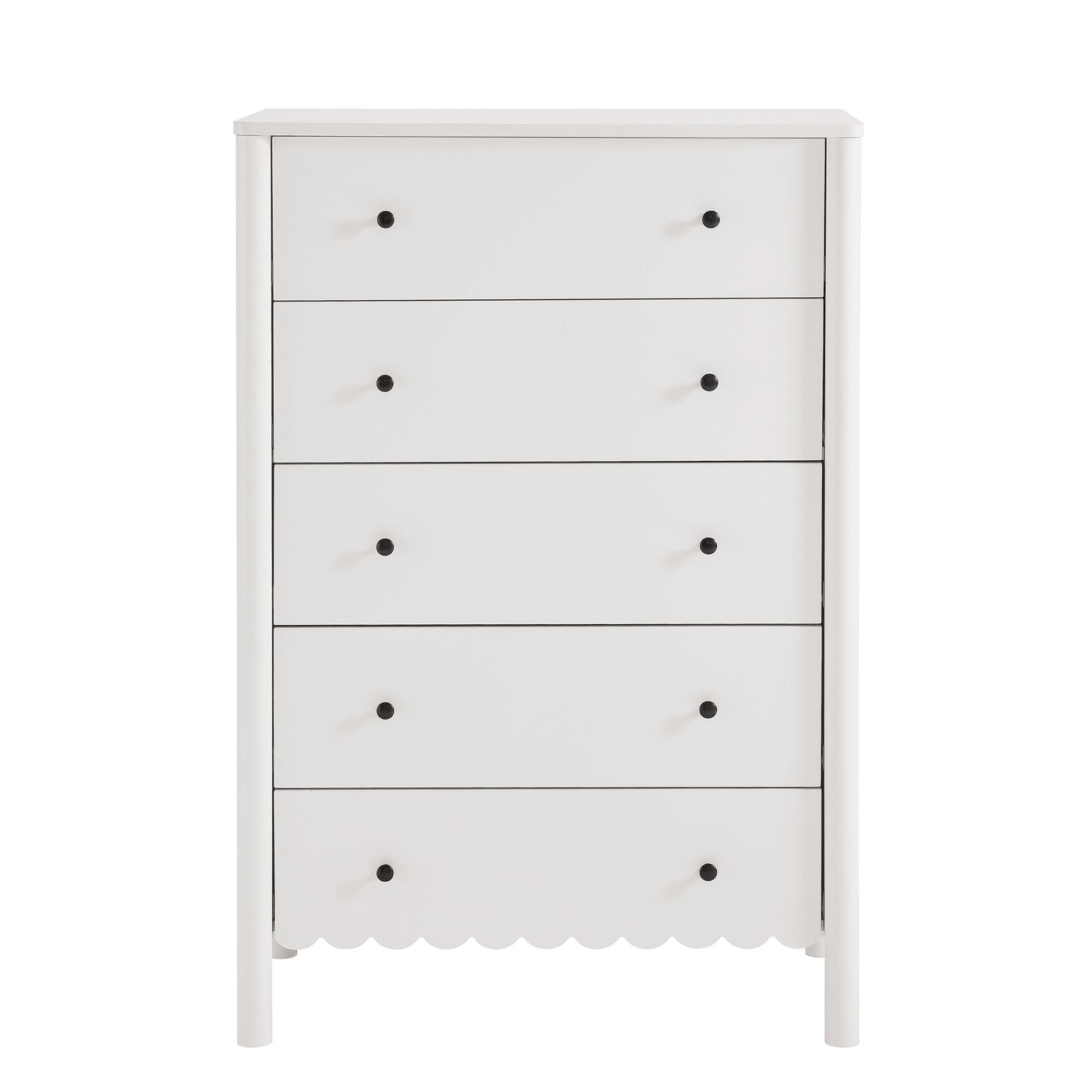 Emmeline Scalloped 5-Drawer Chest, 6-Drawer Dresser, and Rectangle Wall Mirror by Modway