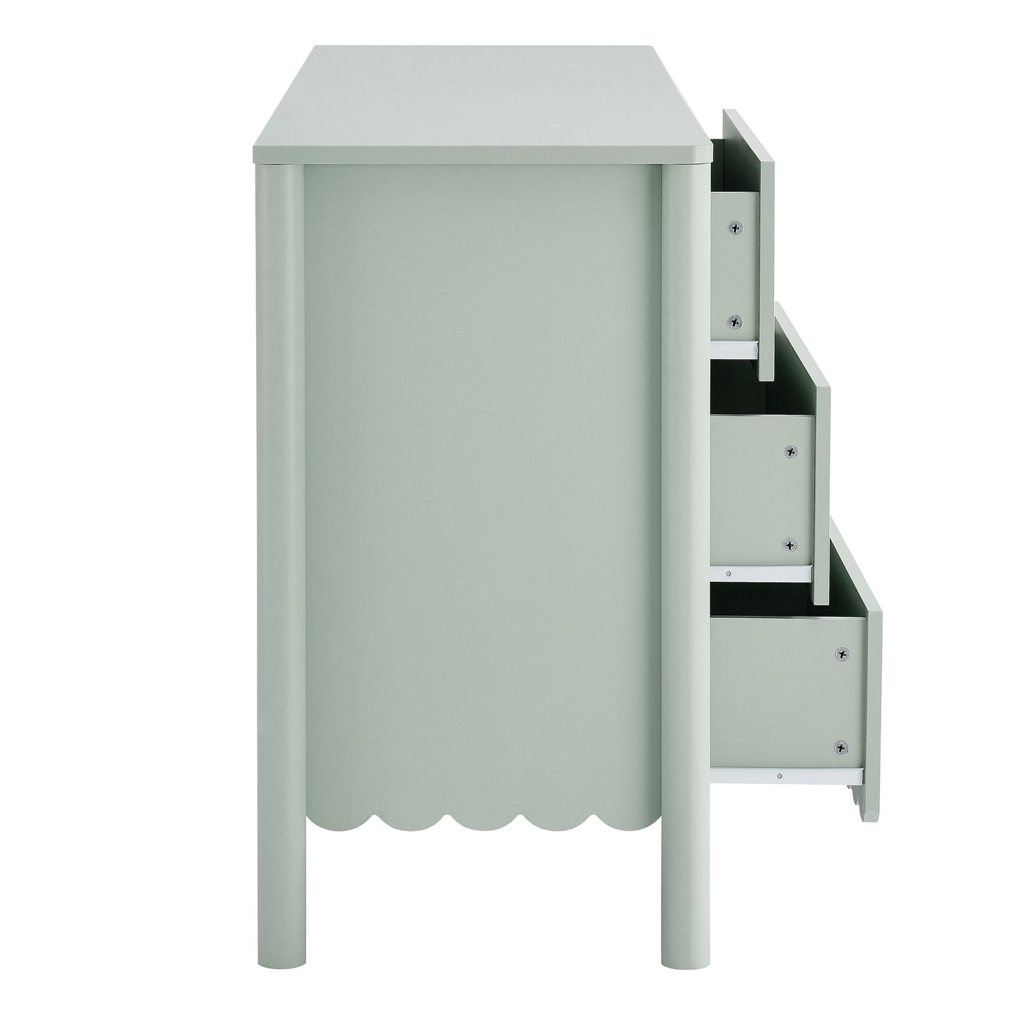 Emmeline Scalloped 5-Drawer Chest, 6-Drawer Dresser, and Rectangle Wall Mirror by Modway