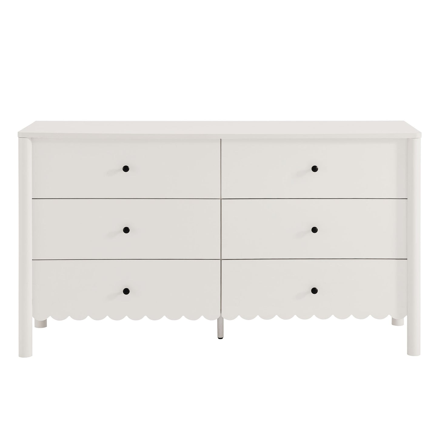 Emmeline Scalloped 5-Drawer Chest, 6-Drawer Dresser, and Rectangle Wall Mirror by Modway