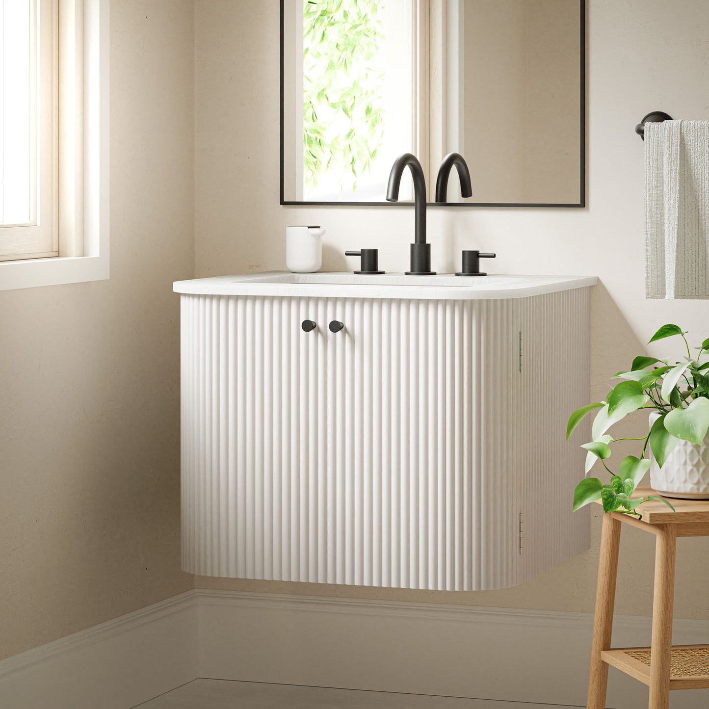 Zia 24" Wall-Mount Bathroom Vanity with Marble Sink by Modway EEI-7162-IVO