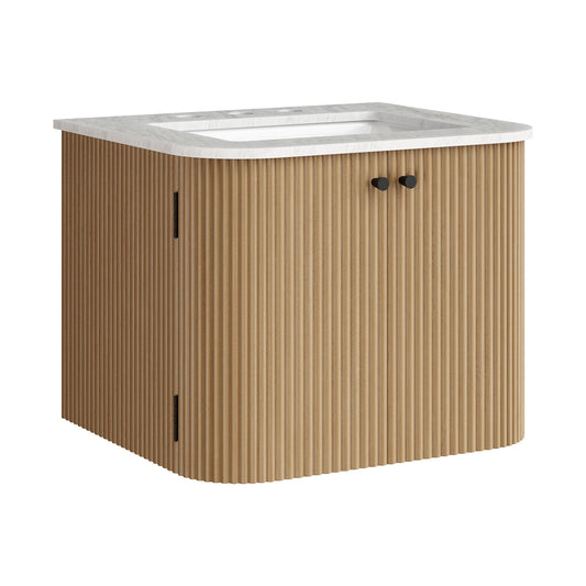 Zia 24" Wall-Mount Bathroom Vanity with Marble Sink by Modway EEI-7162-NAT