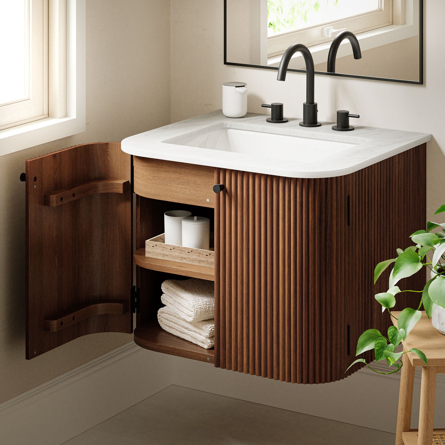 Zia 24" Wall-Mount Bathroom Vanity with Marble Sink by Modway EEI-7162-WAL