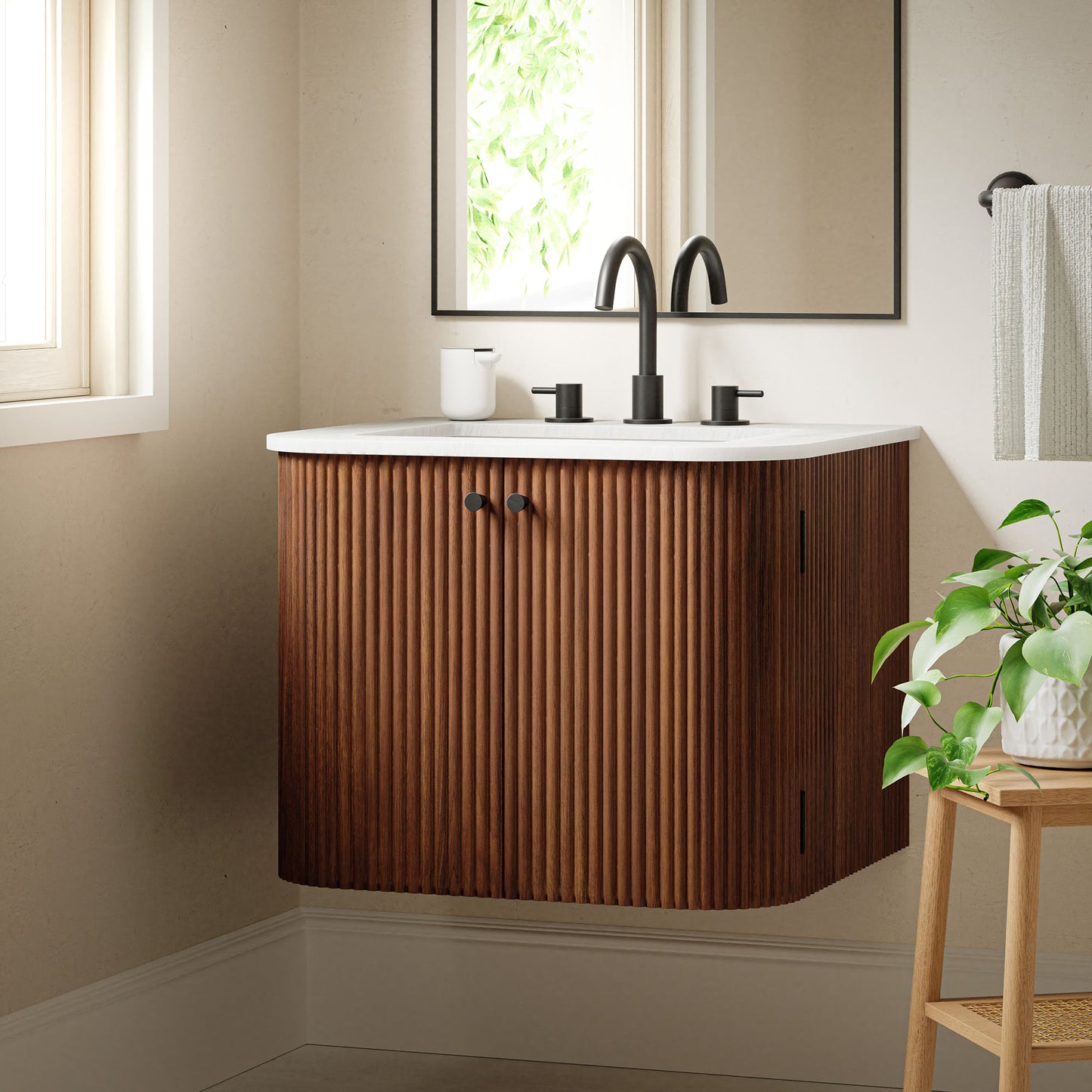 Zia 24" Wall-Mount Bathroom Vanity with Marble Sink by Modway EEI-7162-WAL