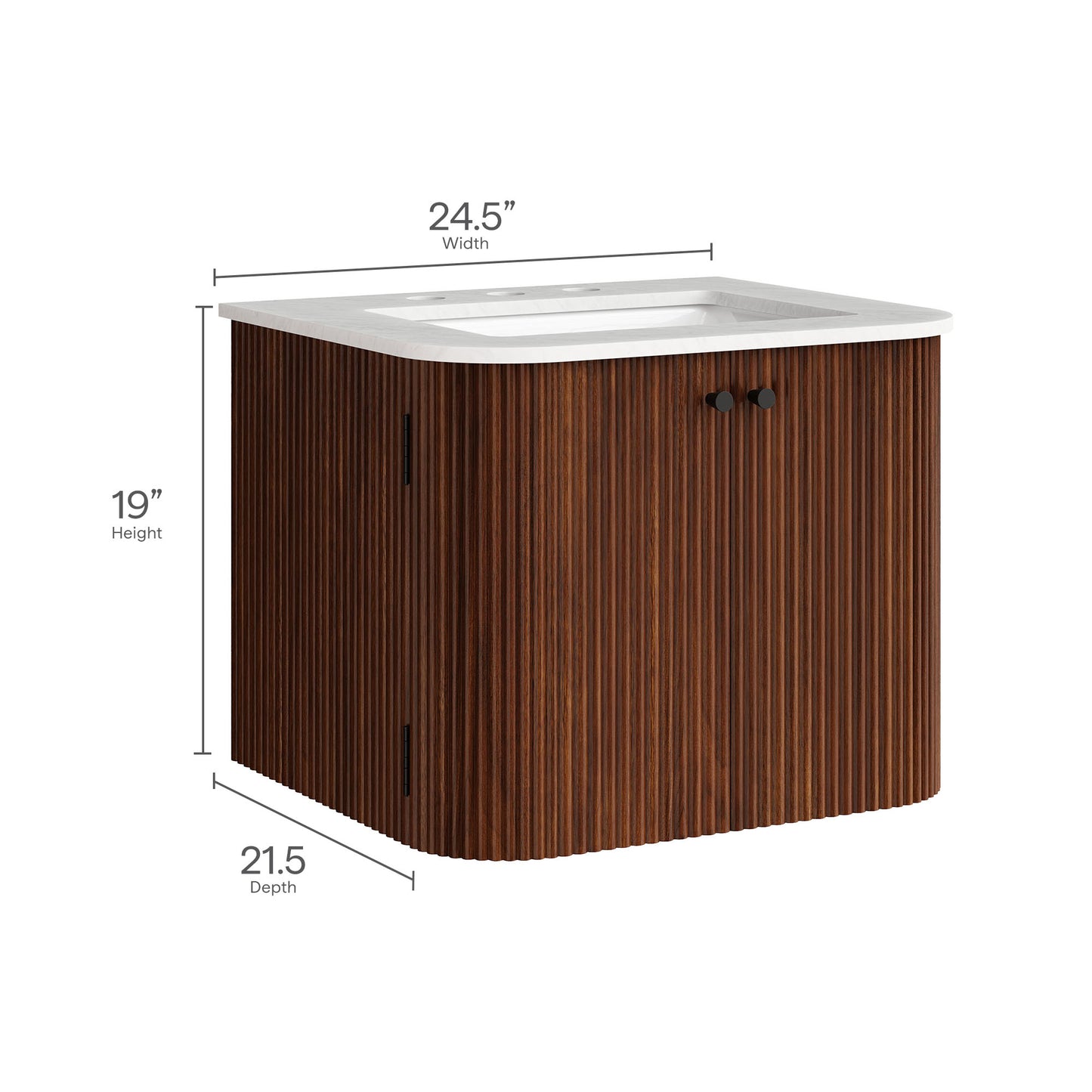 Zia 24" Wall-Mount Bathroom Vanity with Marble Sink by Modway EEI-7162-WAL