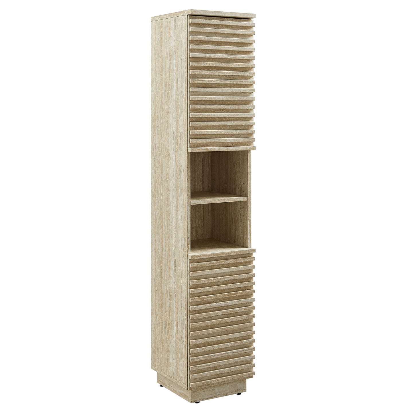 Render Tall Narrow Faux Travertine Linen Storage Cabinet by Modway EEI-7178-TRA