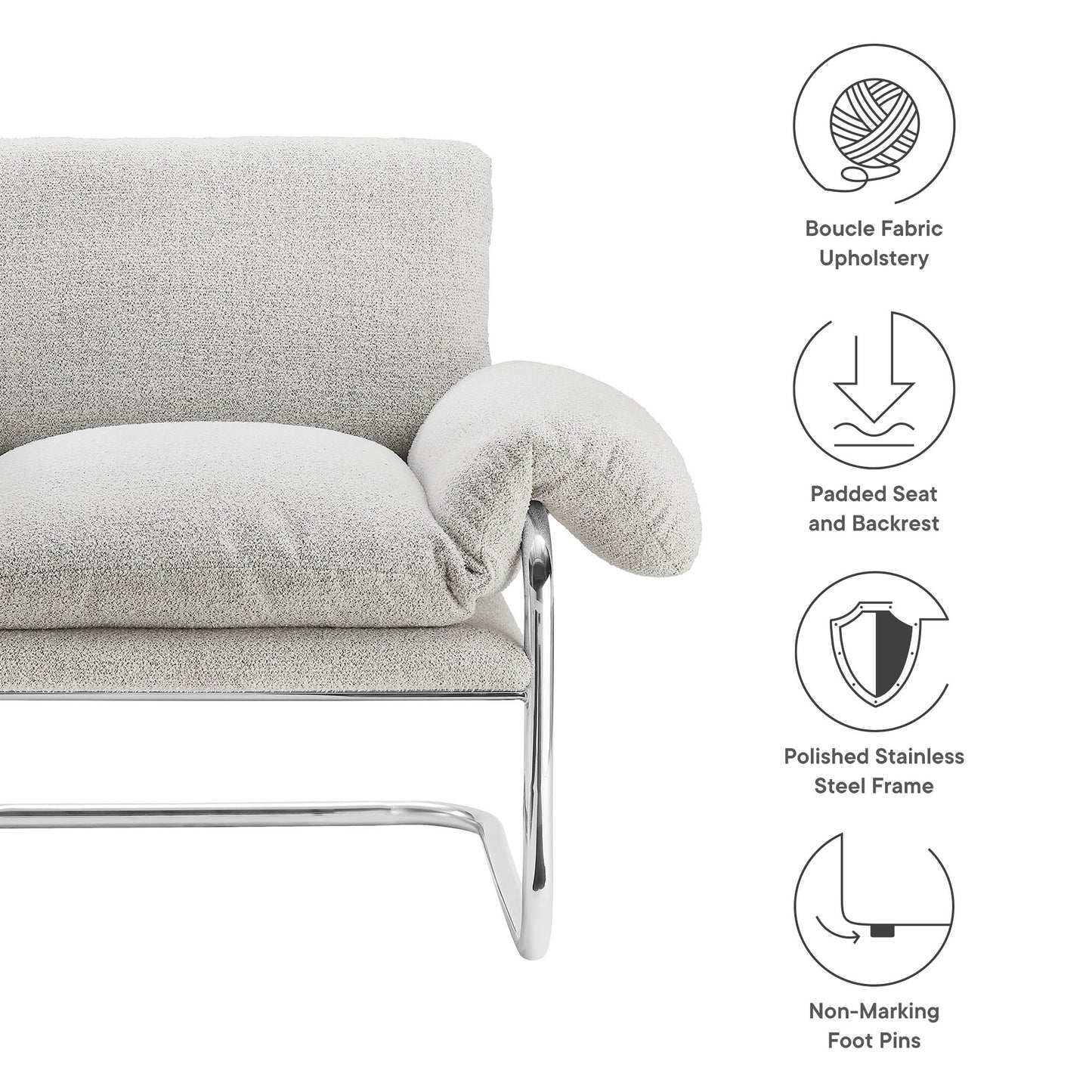 Ansel Performance Velvet and Boucle Fabric Accent Chair by Modway