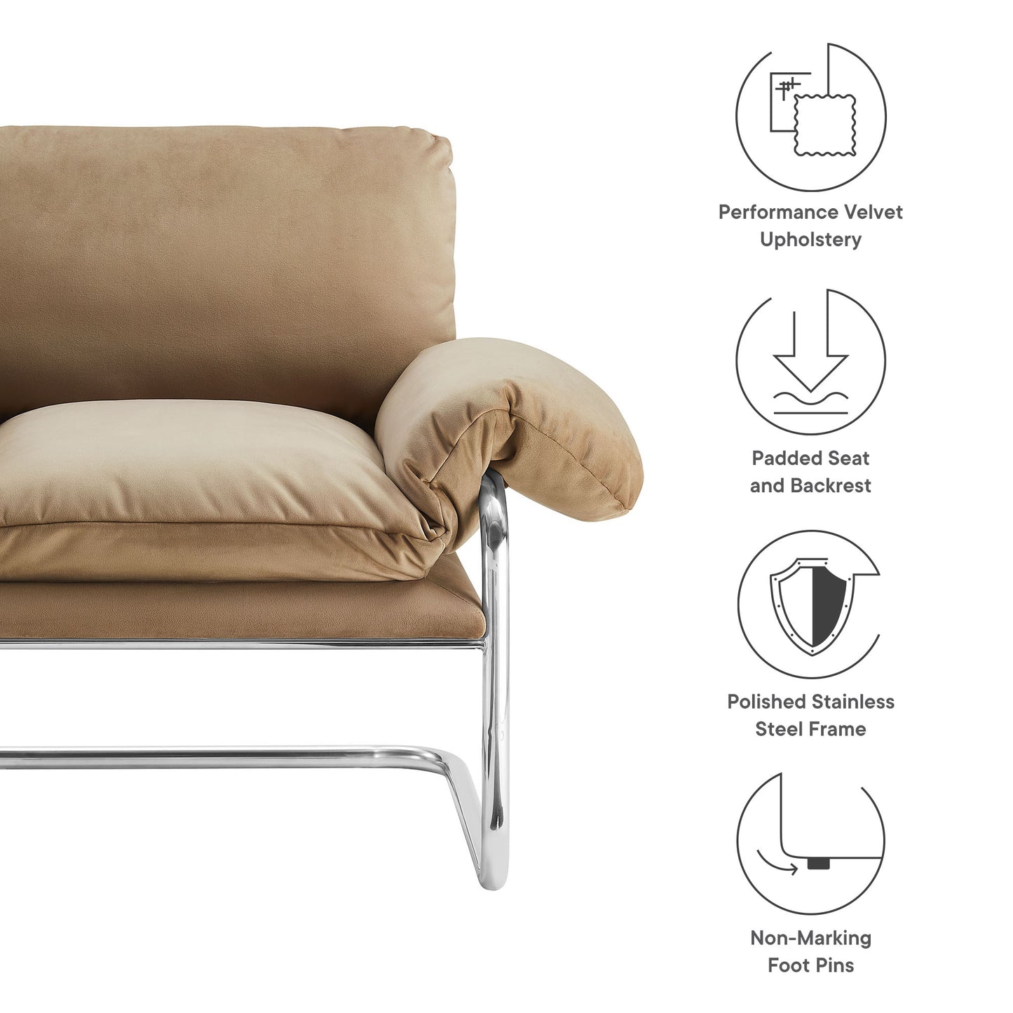 Ansel Performance Velvet and Boucle Fabric Accent Chair by Modway