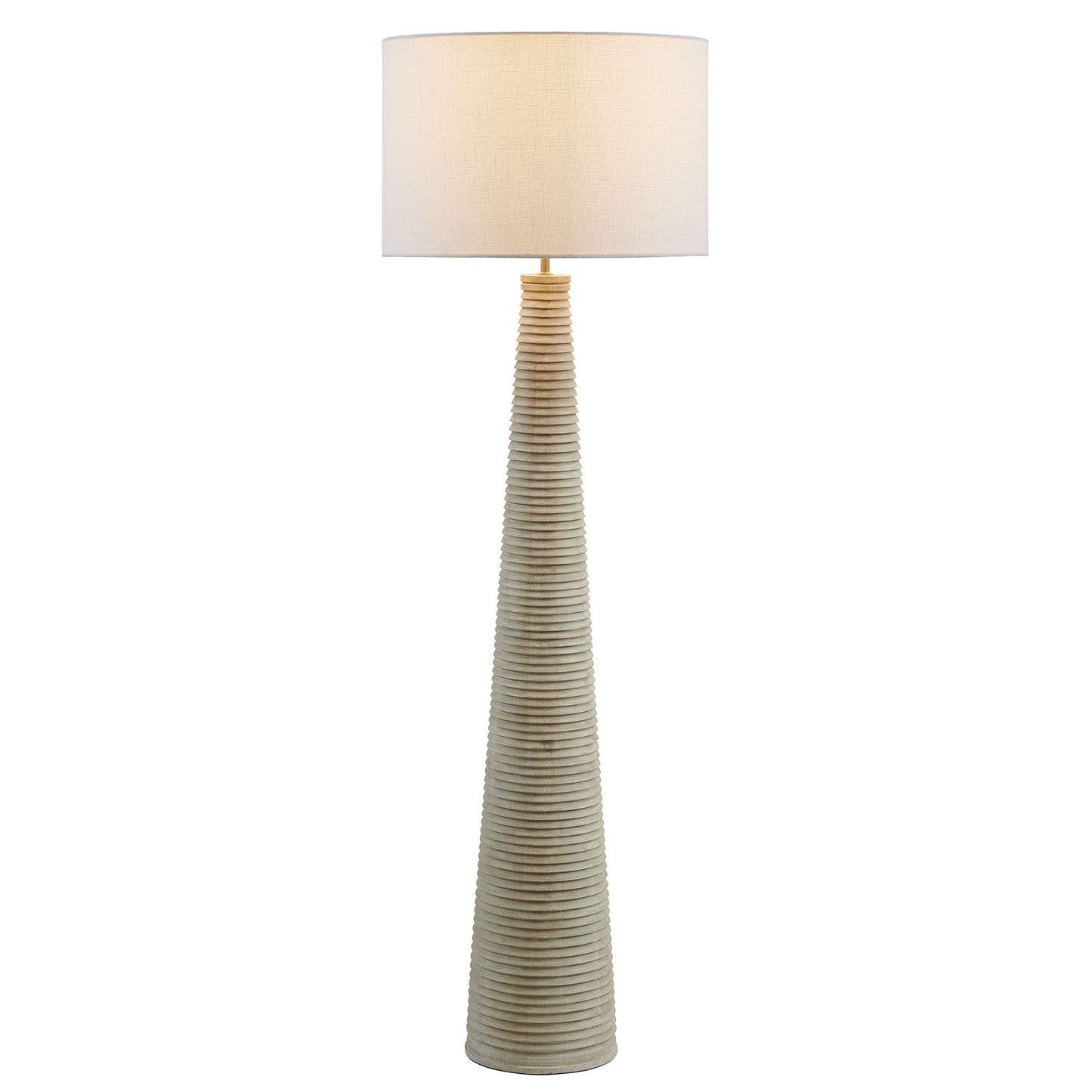 Saylor Carved Ribbed Wood Floor Lamp With Drum Shade