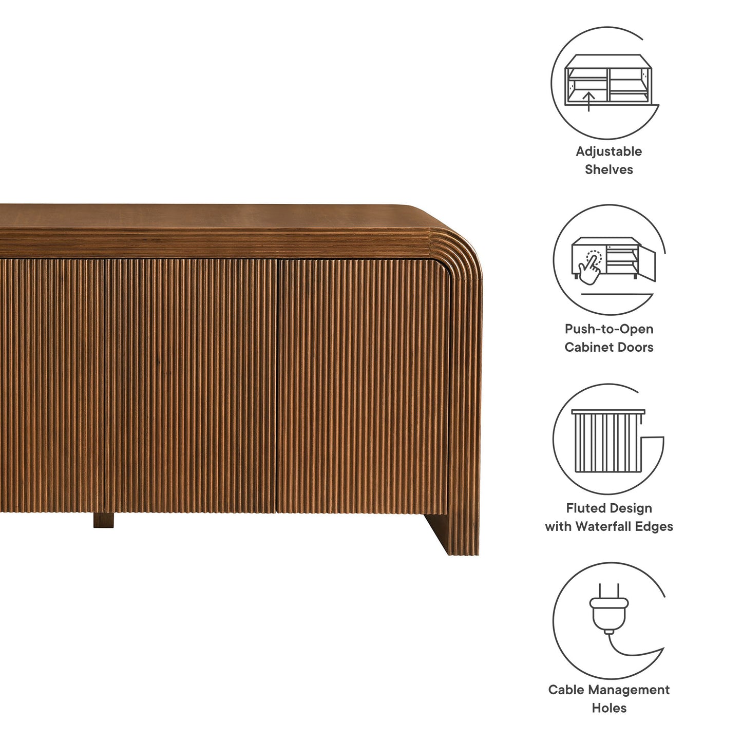 Waterflute 70" Fluted Sideboard Cabinet by Modway