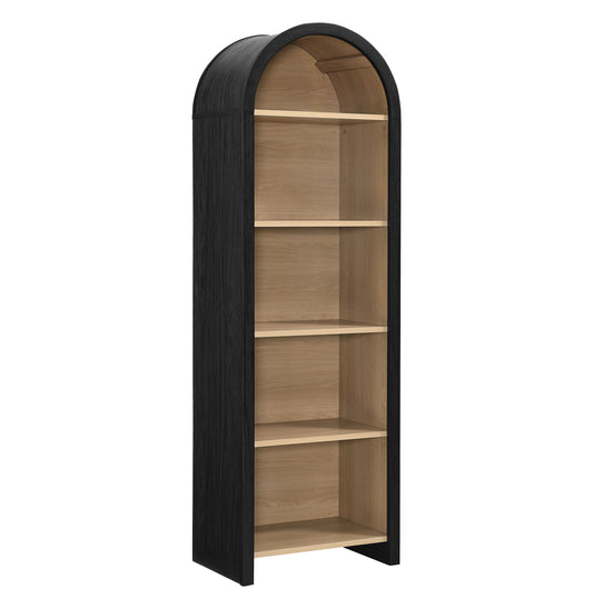 Evie Arched Narrow Bookcase Display Cabinet by Modway EEI-7201-BLK-OAK