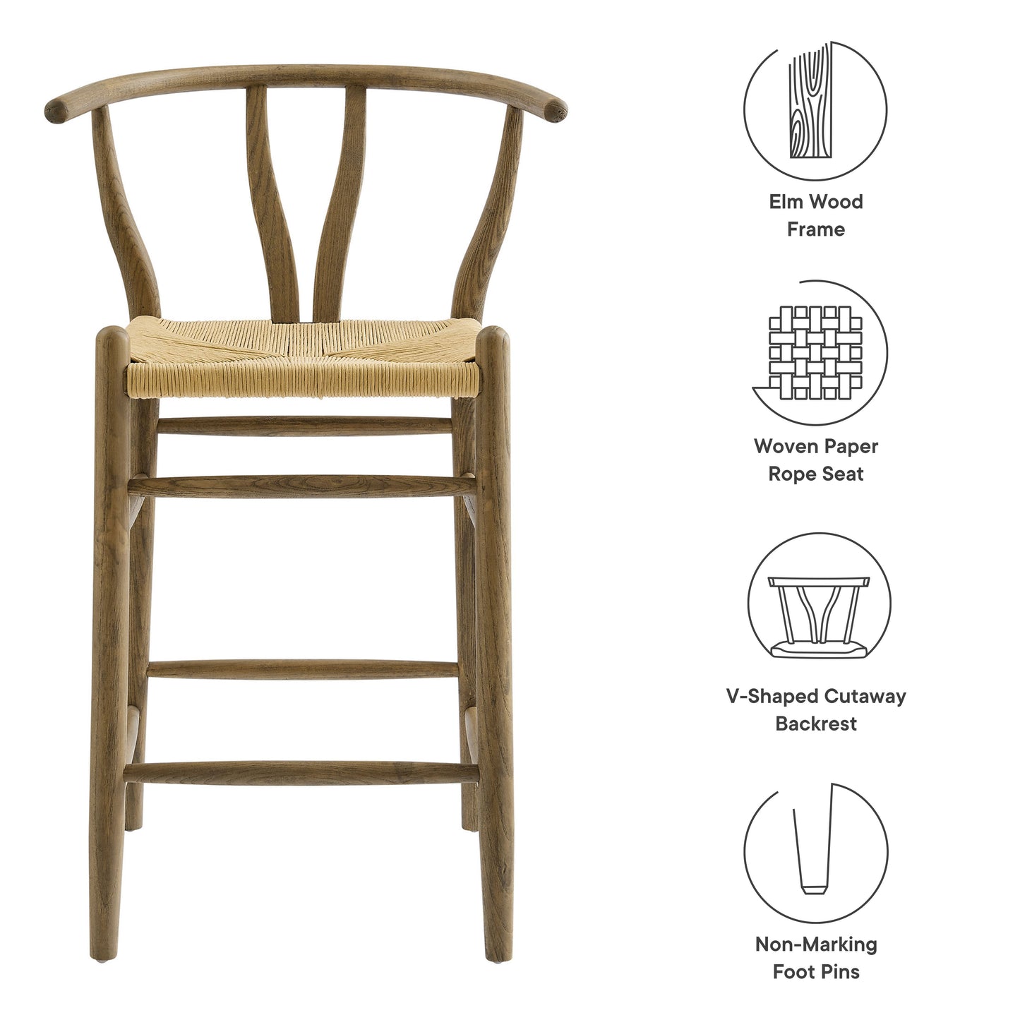Amish Wood Bar and Counter Stool by Modway