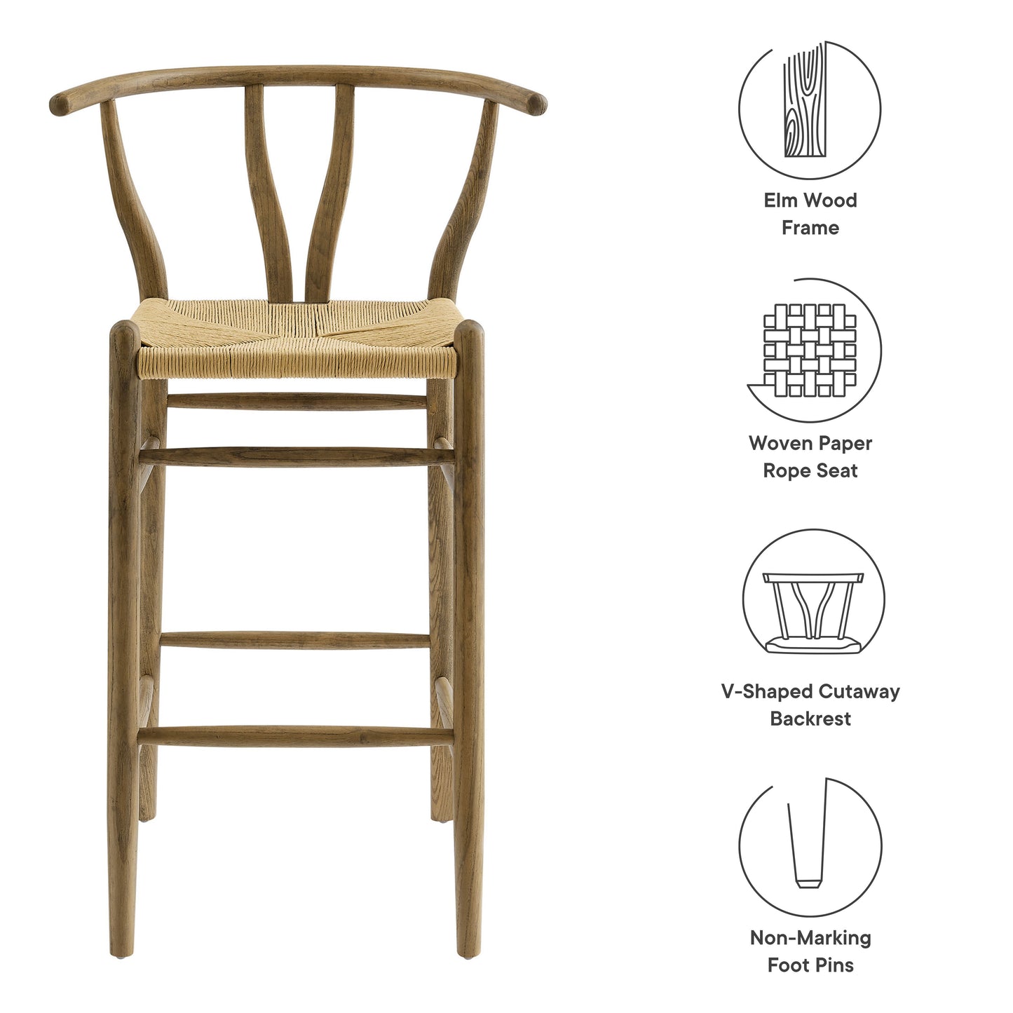 Amish Wood Bar and Counter Stool by Modway
