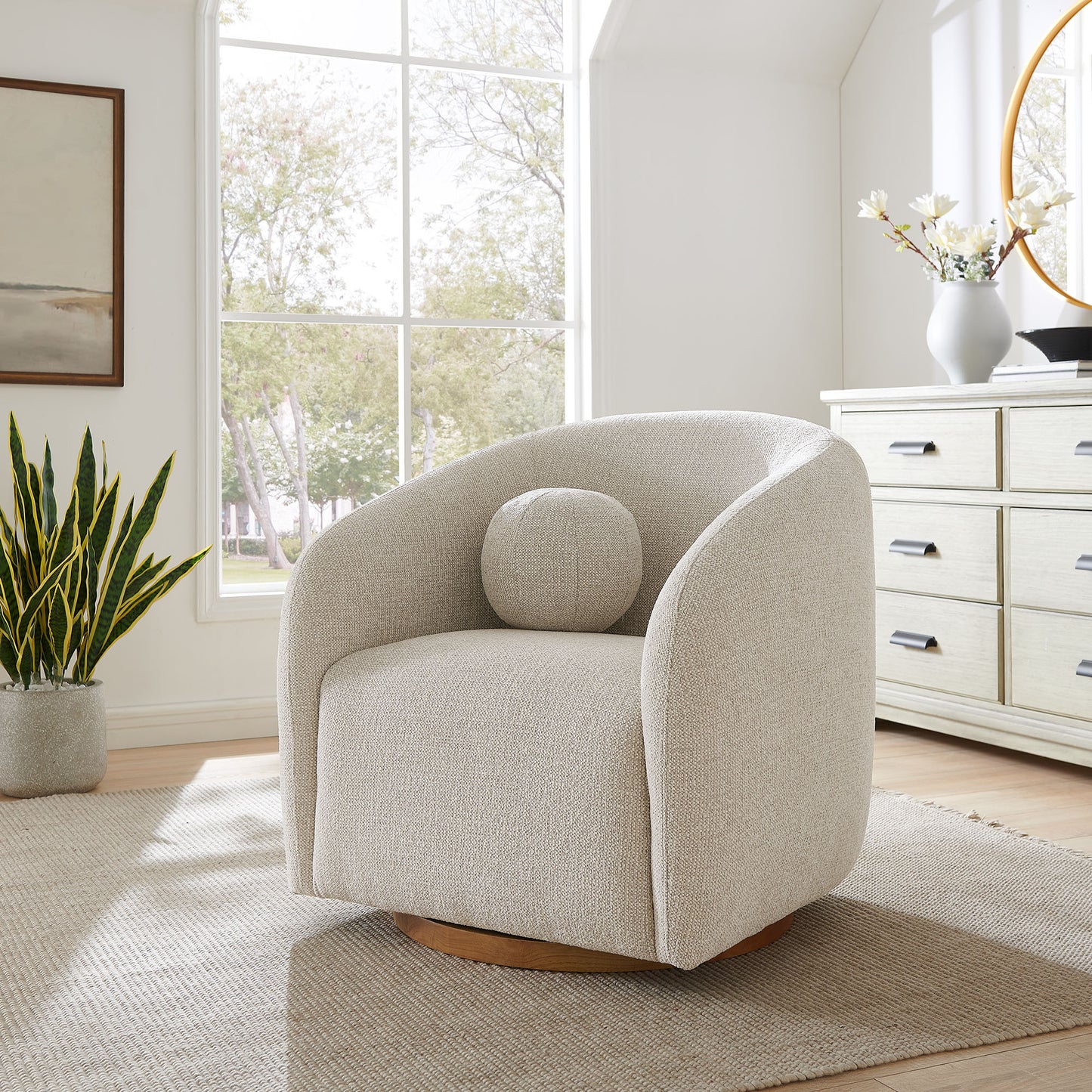 Holland Swivel Chenille Fabric Armchair by Modway