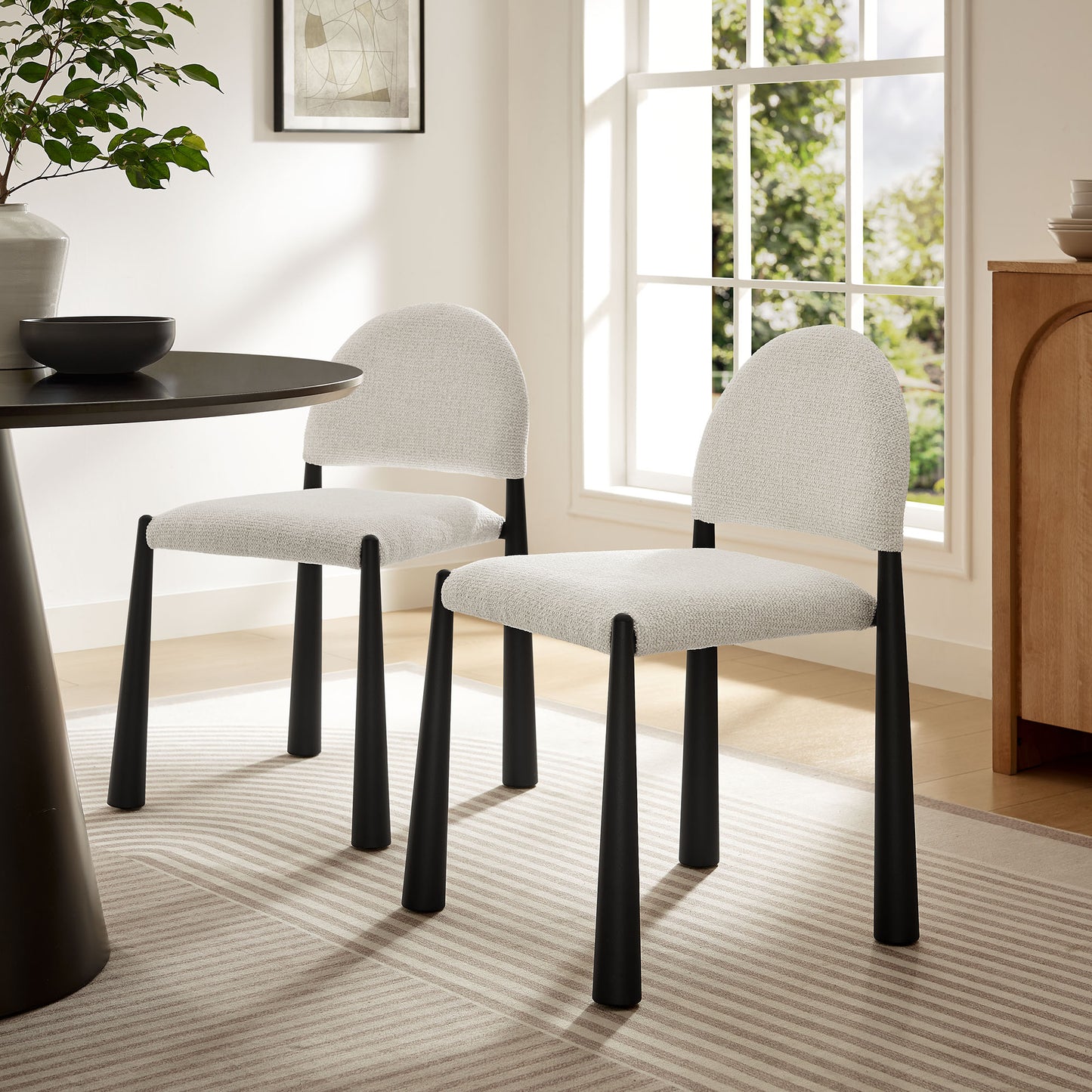 Hayley Upholstered Fabric Dining Side Chair by Modway EEI-7220-BLK-CRE