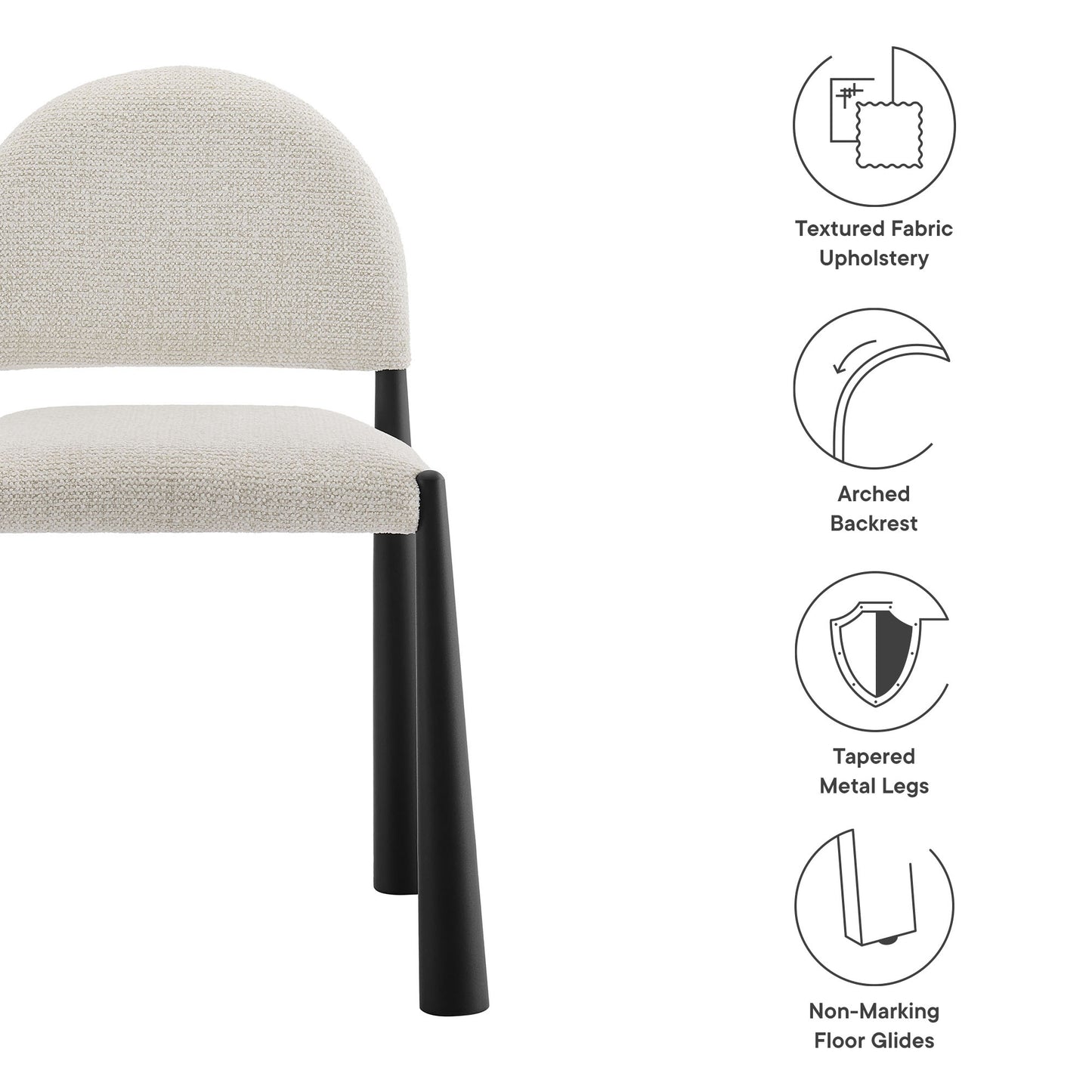 Hayley Upholstered Fabric Dining Side Chair by Modway EEI-7220-BLK-CRE
