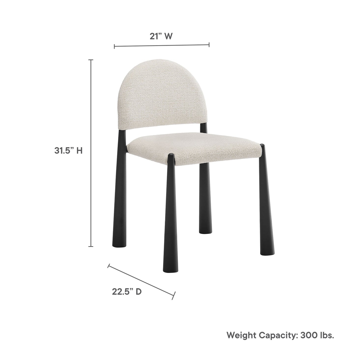 Hayley Upholstered Fabric Dining Side Chair by Modway EEI-7220-BLK-CRE