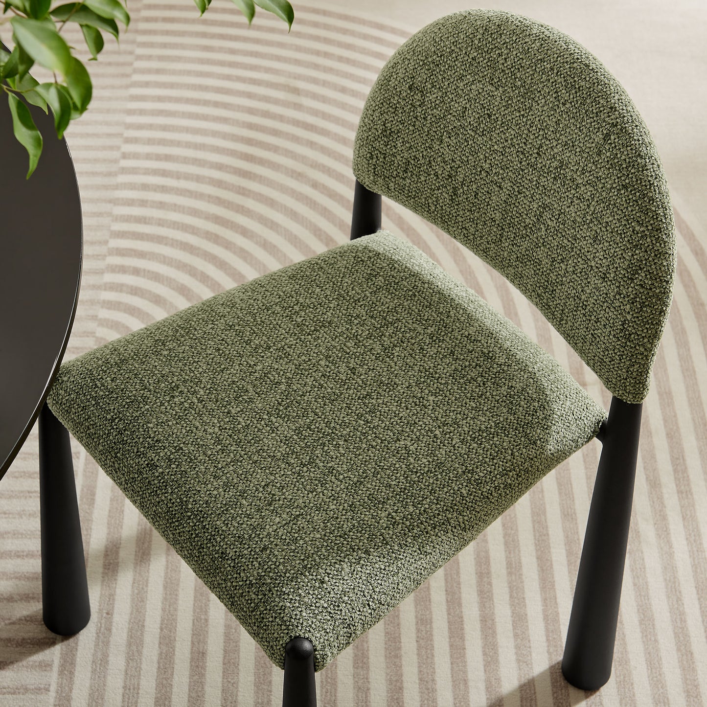 Hayley Upholstered Fabric Dining Side Chair by Modway EEI-7220-BLK-LEA