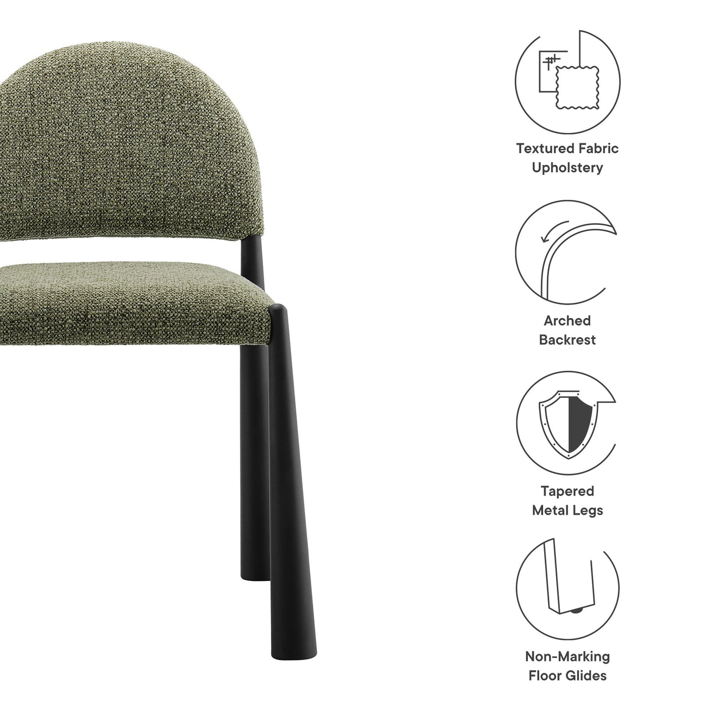 Hayley Upholstered Fabric Dining Side Chair by Modway EEI-7220-BLK-LEA