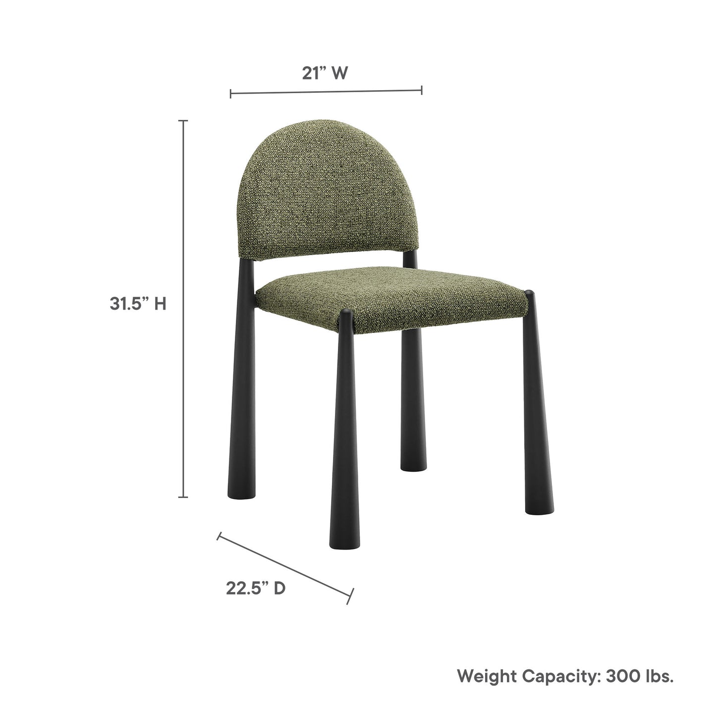 Hayley Upholstered Fabric Dining Side Chair by Modway EEI-7220-BLK-LEA