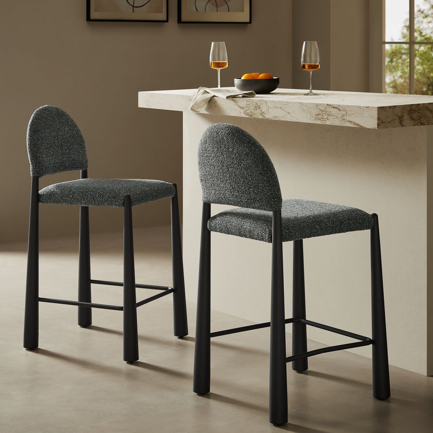 Hayley Upholstered Fabric Counter Stool by Modway EEI-7221-BLK-ANT