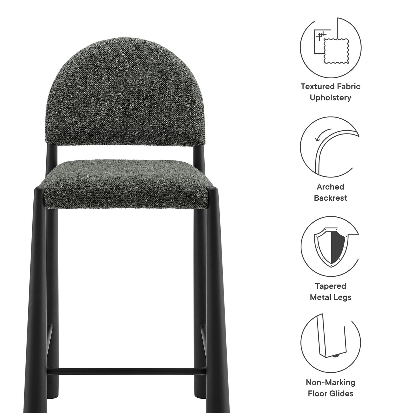 Hayley Upholstered Fabric Counter Stool by Modway EEI-7221-BLK-ANT