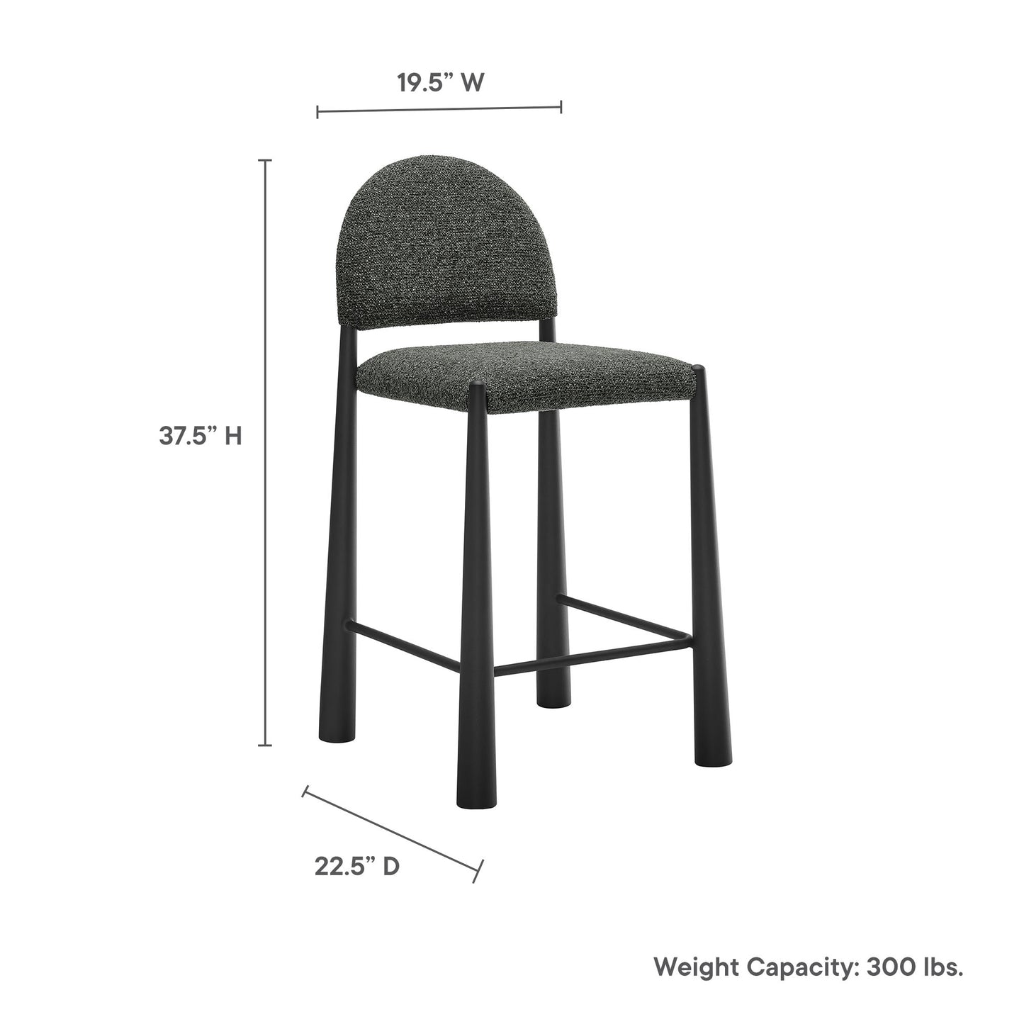 Hayley Upholstered Fabric Counter Stool by Modway EEI-7221-BLK-ANT