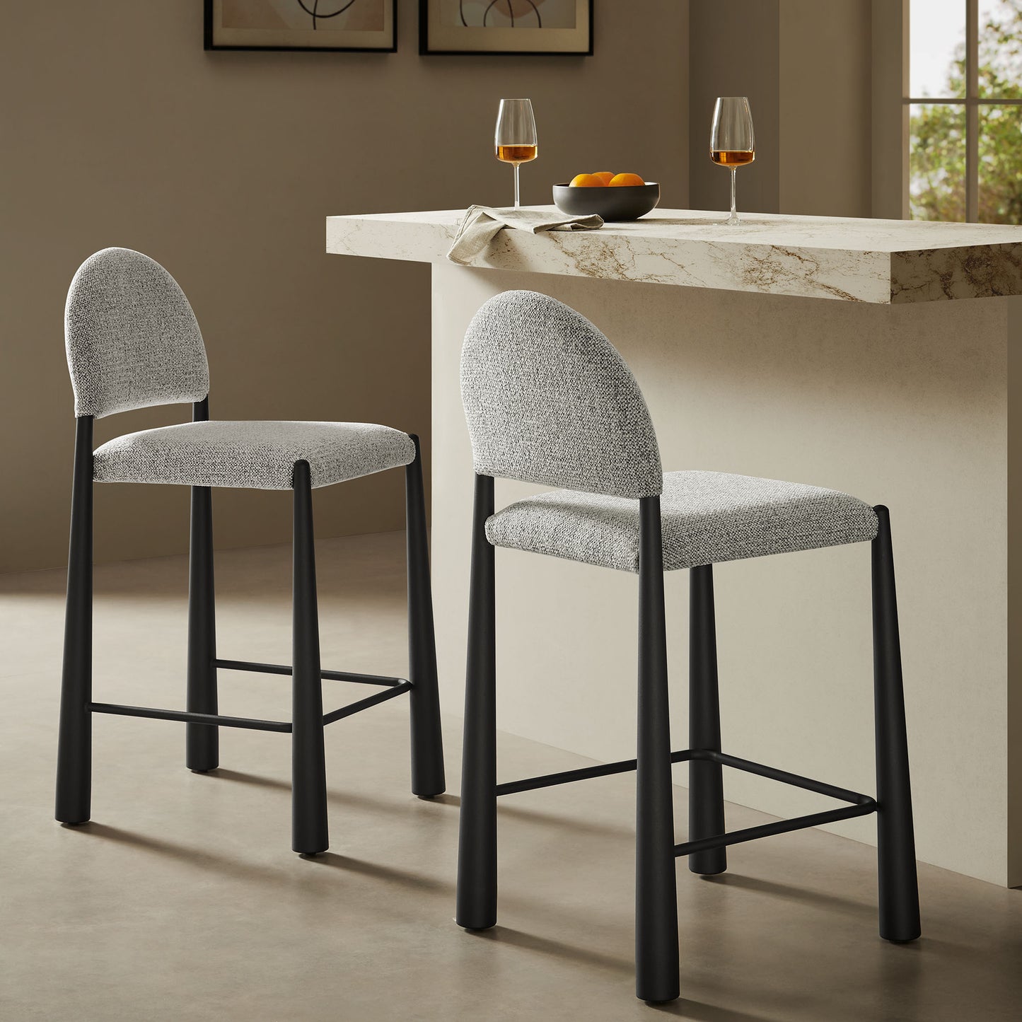 Hayley Upholstered Fabric Counter Stool by Modway EEI-7221-BLK-CAM