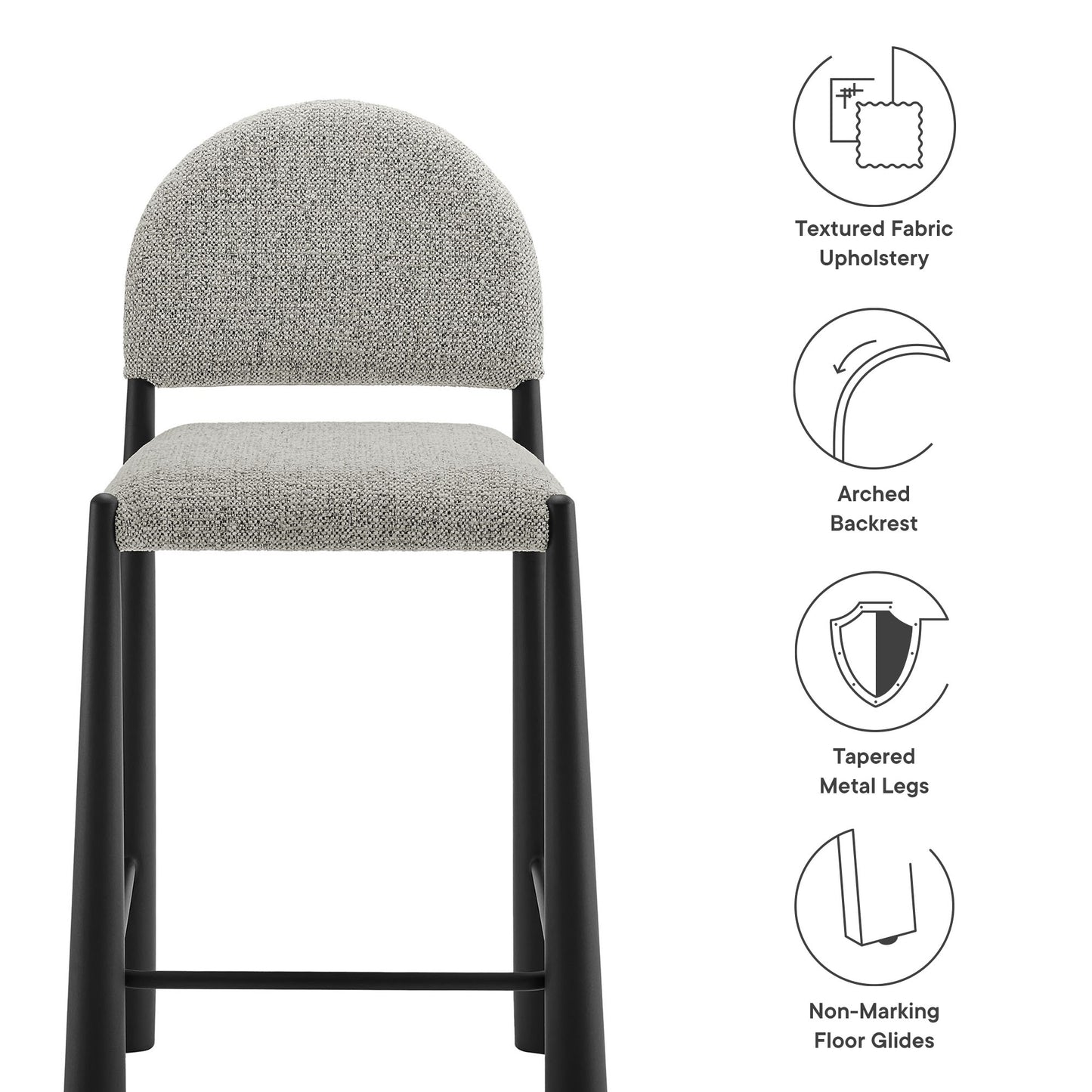 Hayley Upholstered Fabric Counter Stool by Modway EEI-7221-BLK-CAM