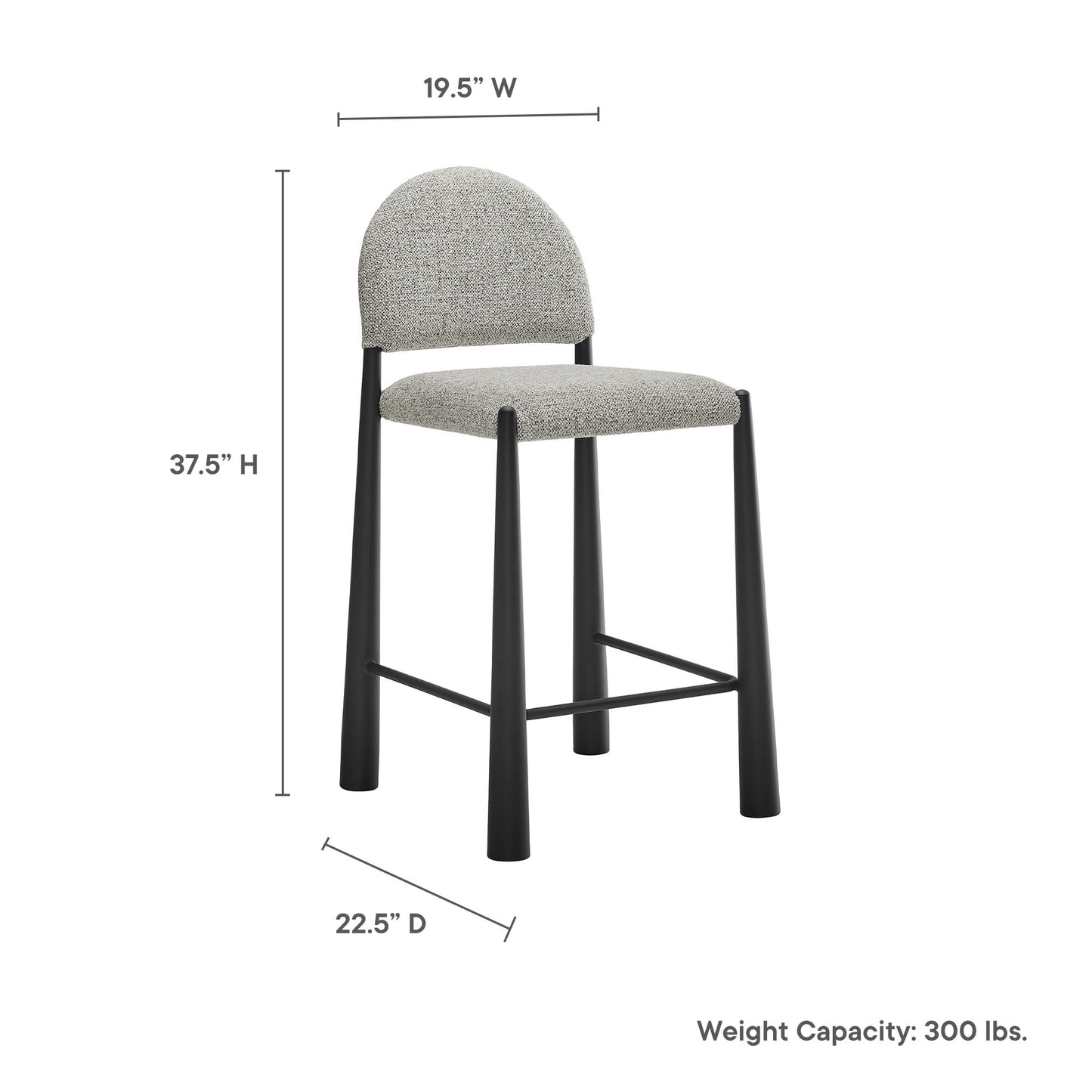 Hayley Upholstered Fabric Counter Stool by Modway EEI-7221-BLK-CAM