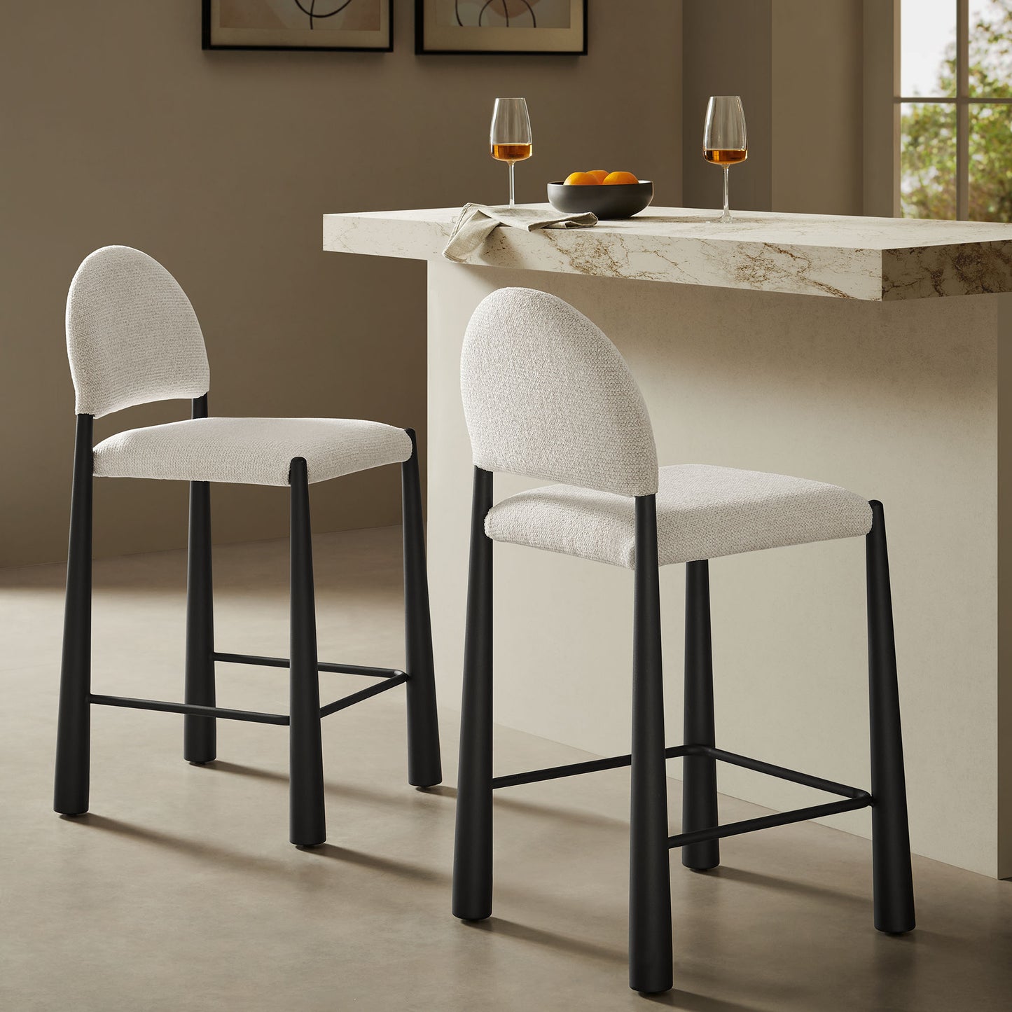 Hayley Upholstered Fabric Counter Stool by Modway EEI-7221-BLK-CRE