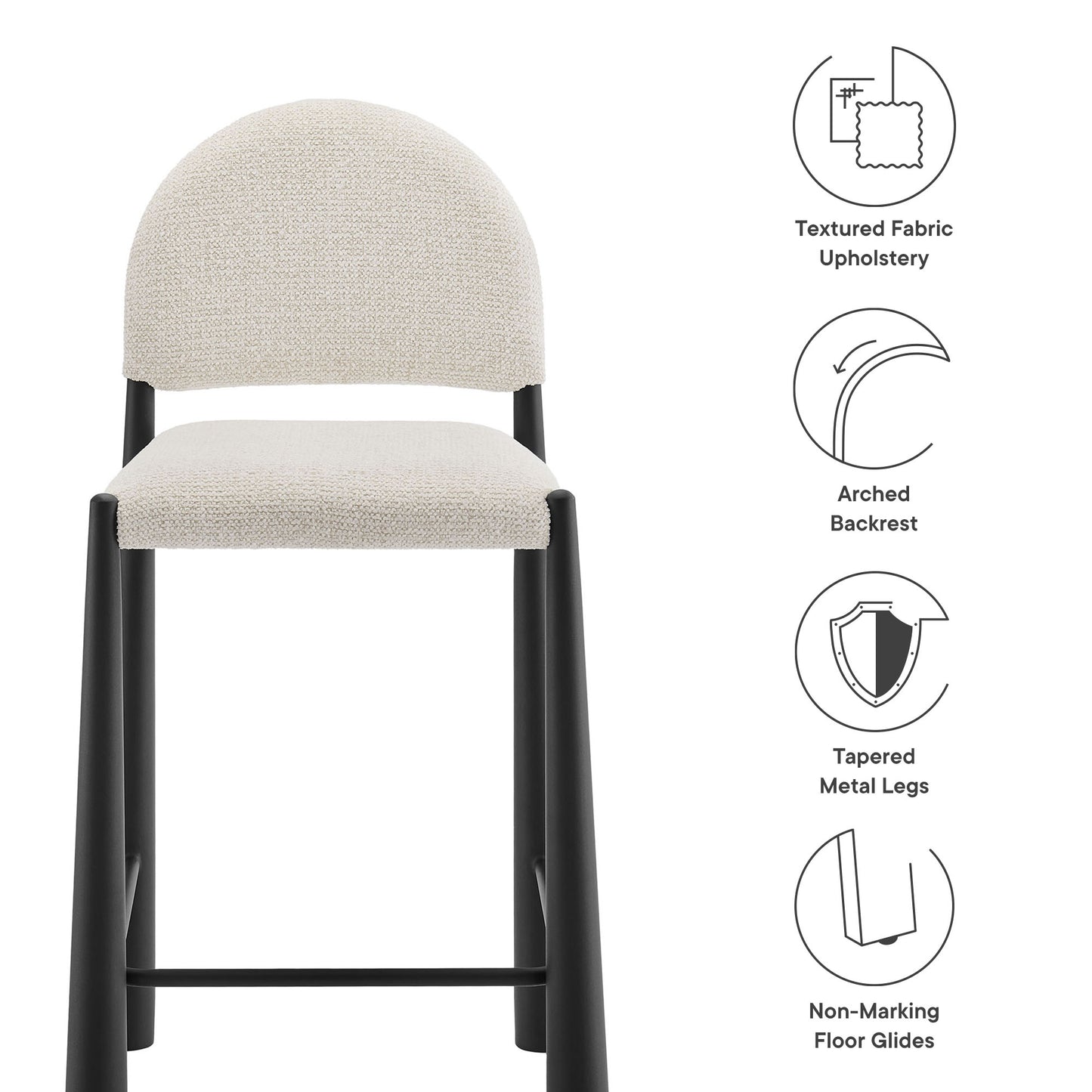 Hayley Upholstered Fabric Counter Stool by Modway EEI-7221-BLK-CRE