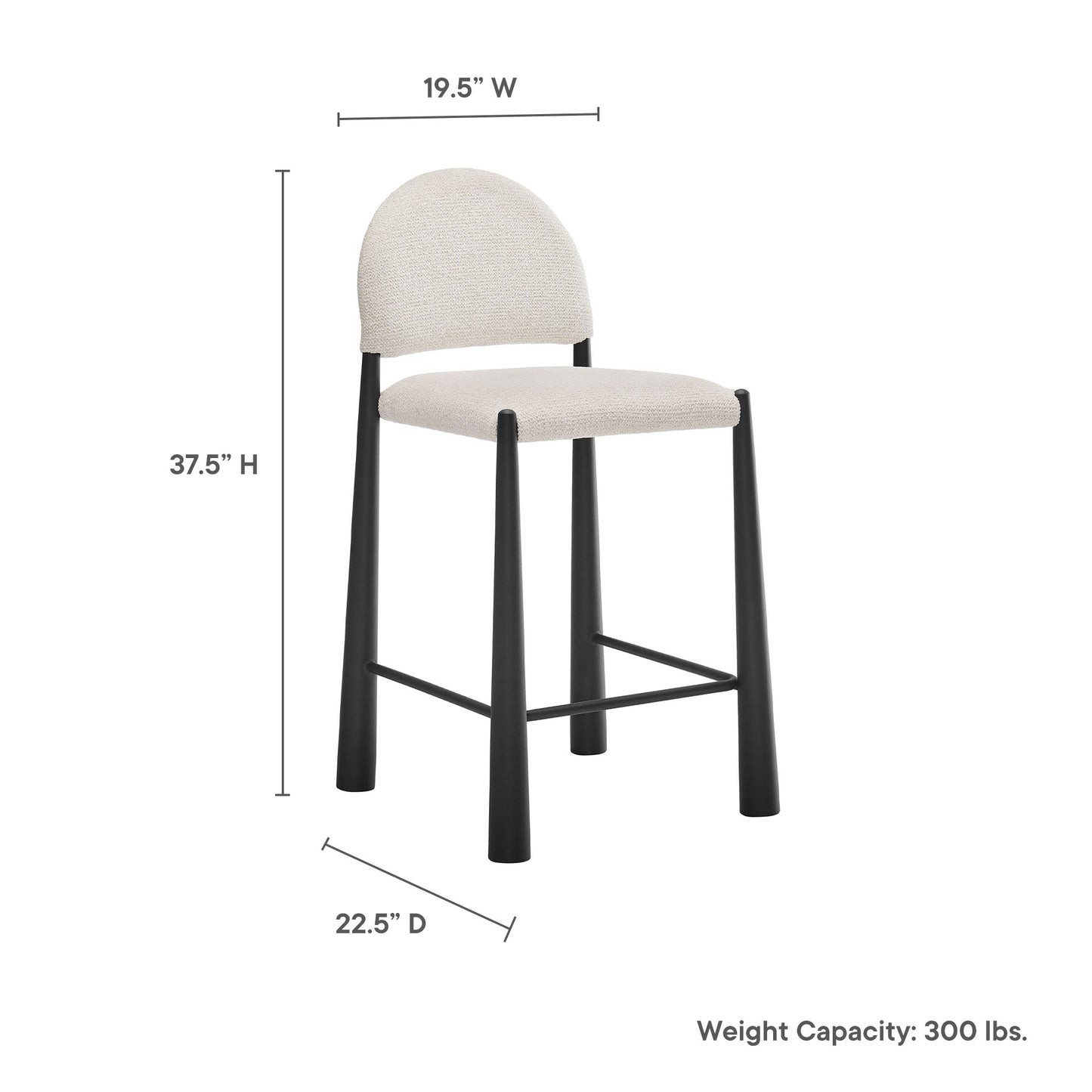 Hayley Upholstered Fabric Counter Stool by Modway EEI-7221-BLK-CRE