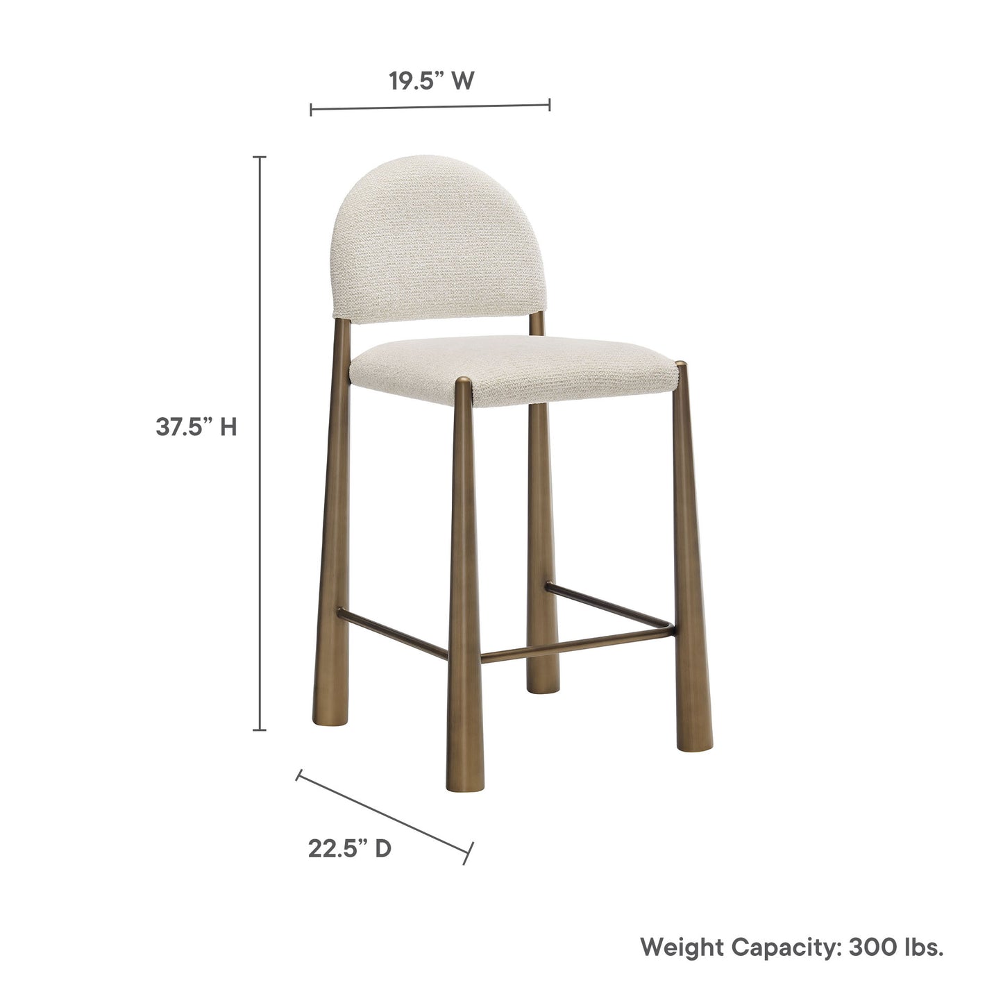 Hayley Upholstered Fabric Counter Stool by Modway EEI-7221-BRA-CRE