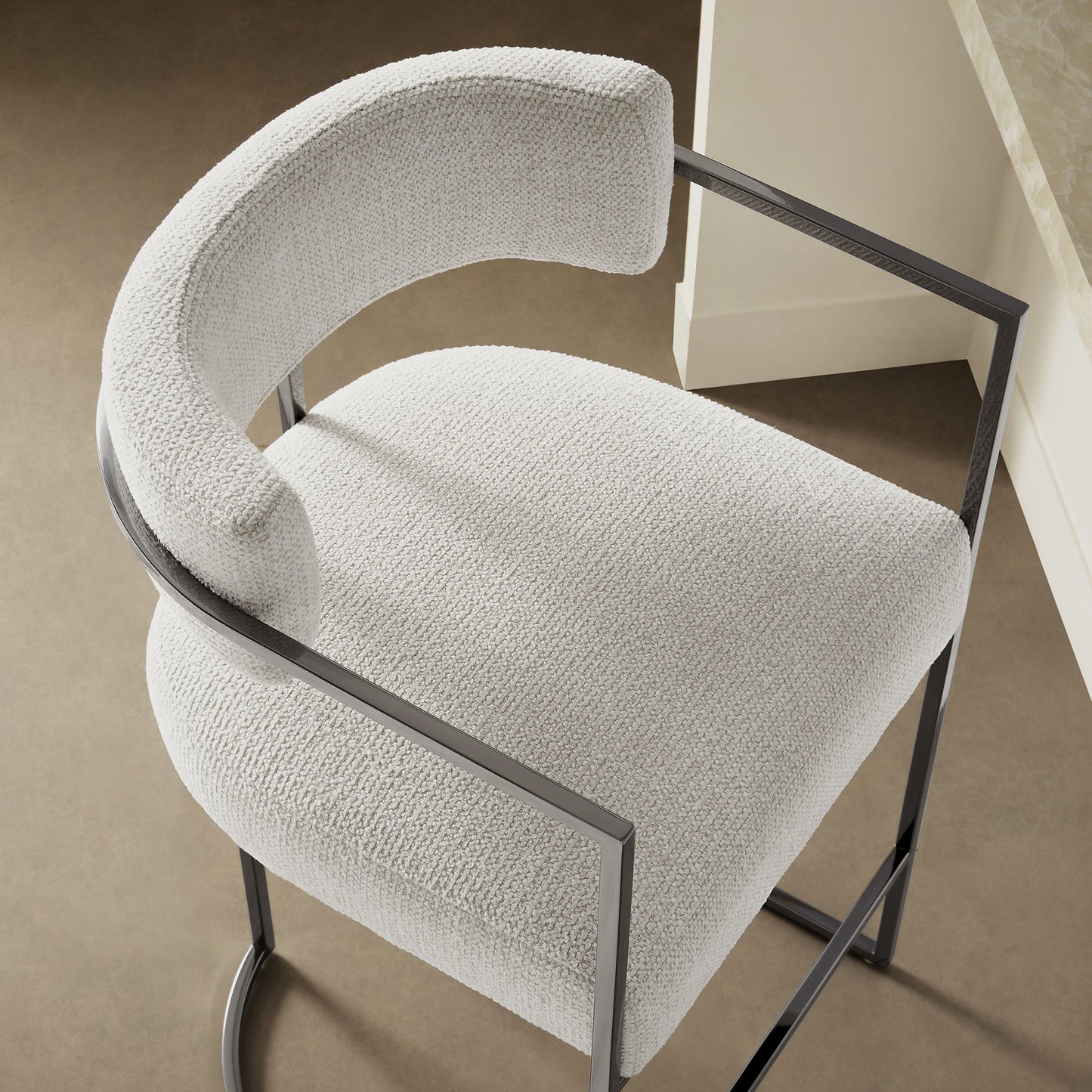 Huron Curved Back Fabric and Metal Counter Stool by Modway