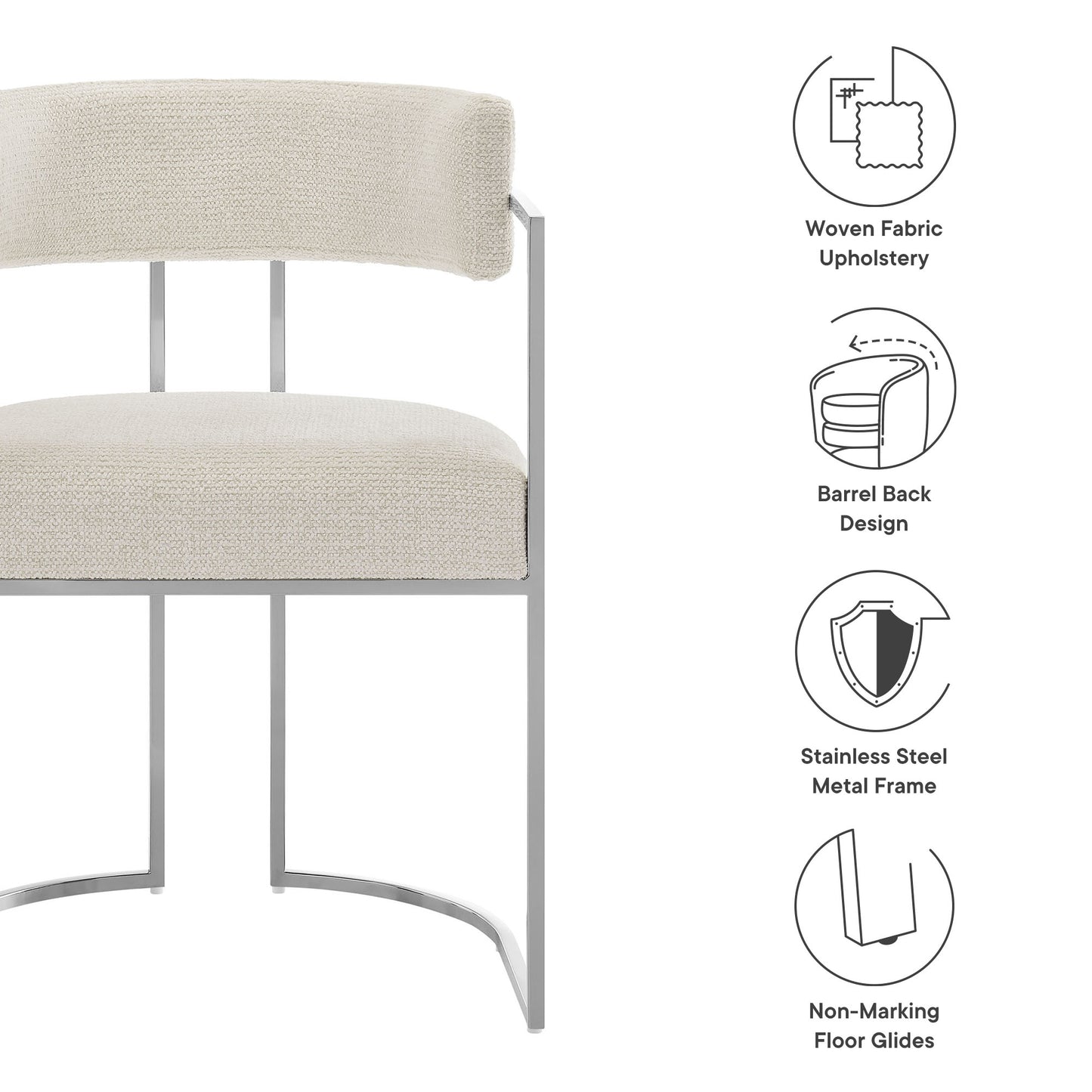Huron Curved Back Fabric and Metal Dining Accent Chair by Modway