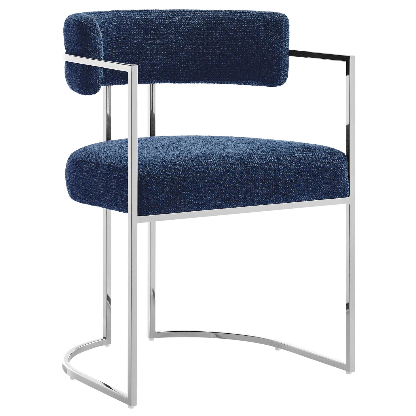 Huron Curved Back Fabric and Metal Dining Accent Chair by Modway EEI-7228-SLV-NAV