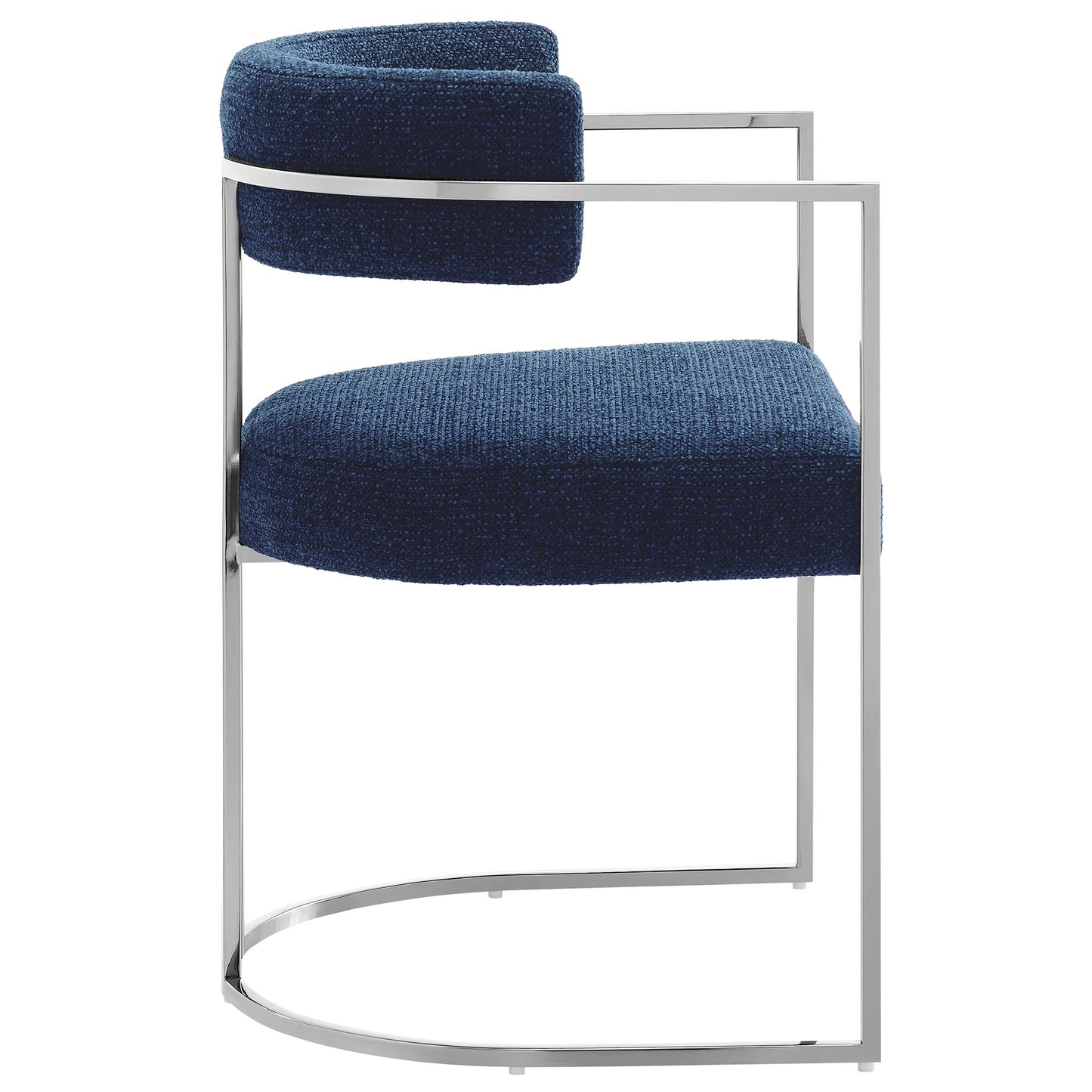 Huron Curved Back Fabric and Metal Dining Accent Chair by Modway EEI-7228-SLV-NAV