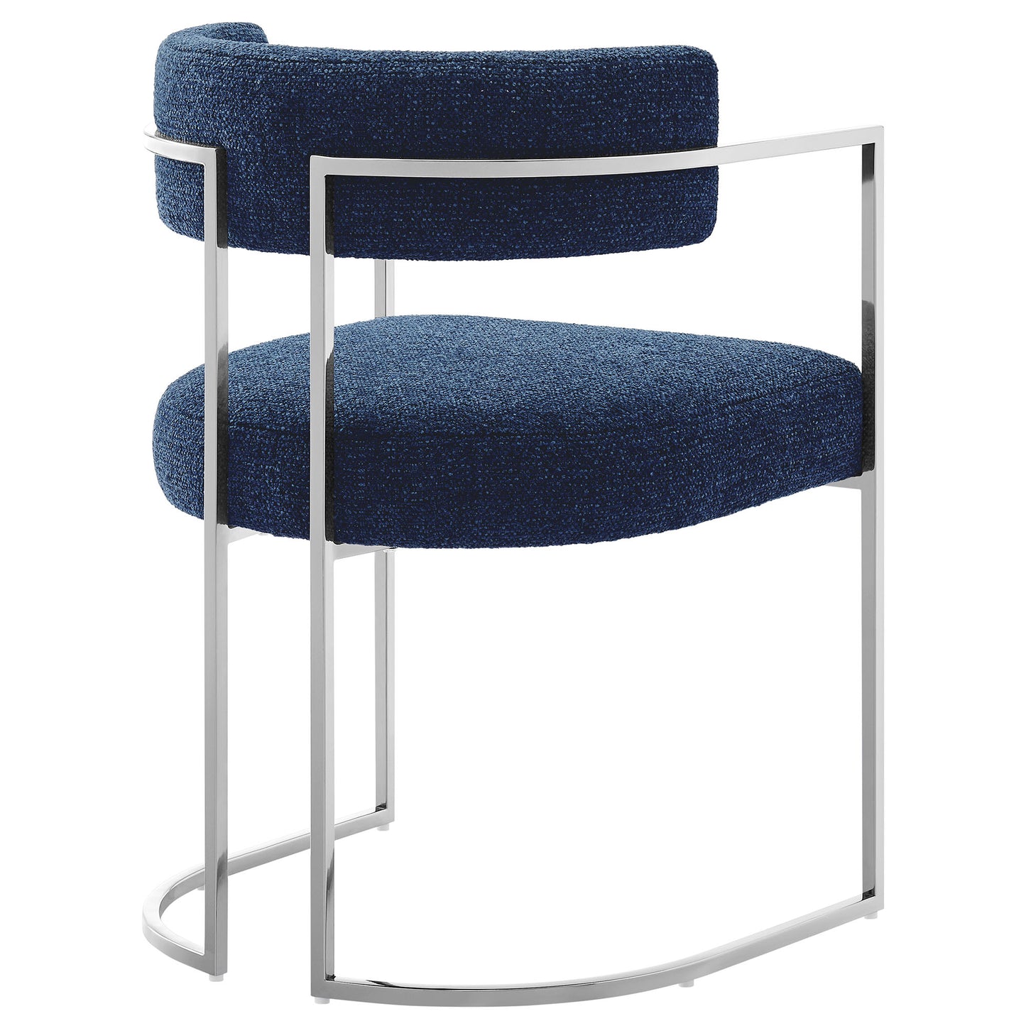 Huron Curved Back Fabric and Metal Dining Accent Chair by Modway EEI-7228-SLV-NAV