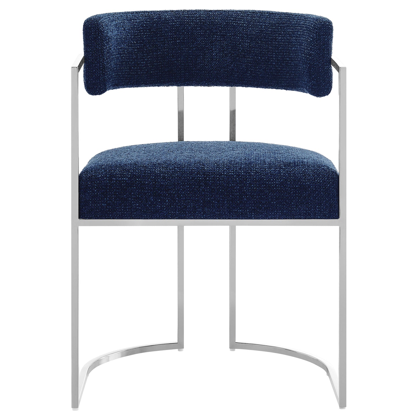 Huron Curved Back Fabric and Metal Dining Accent Chair by Modway EEI-7228-SLV-NAV