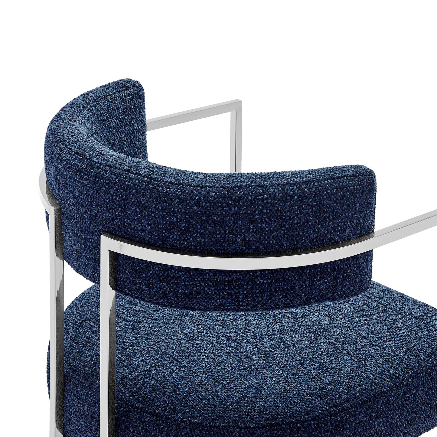 Huron Curved Back Fabric and Metal Dining Accent Chair by Modway EEI-7228-SLV-NAV