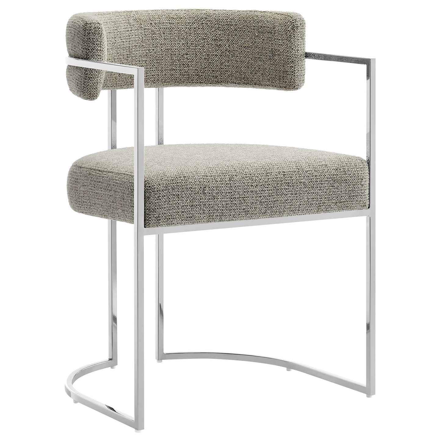 Huron Curved Back Fabric and Metal Dining Accent Chair by Modway EEI-7228-SLV-WHE