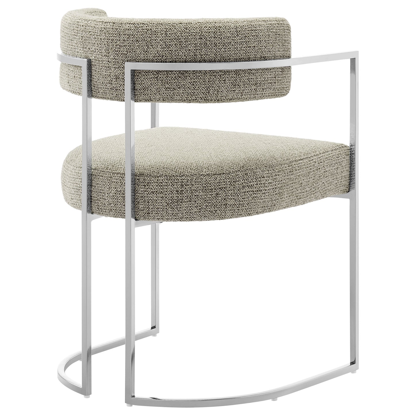 Huron Curved Back Fabric and Metal Dining Accent Chair by Modway EEI-7228-SLV-WHE
