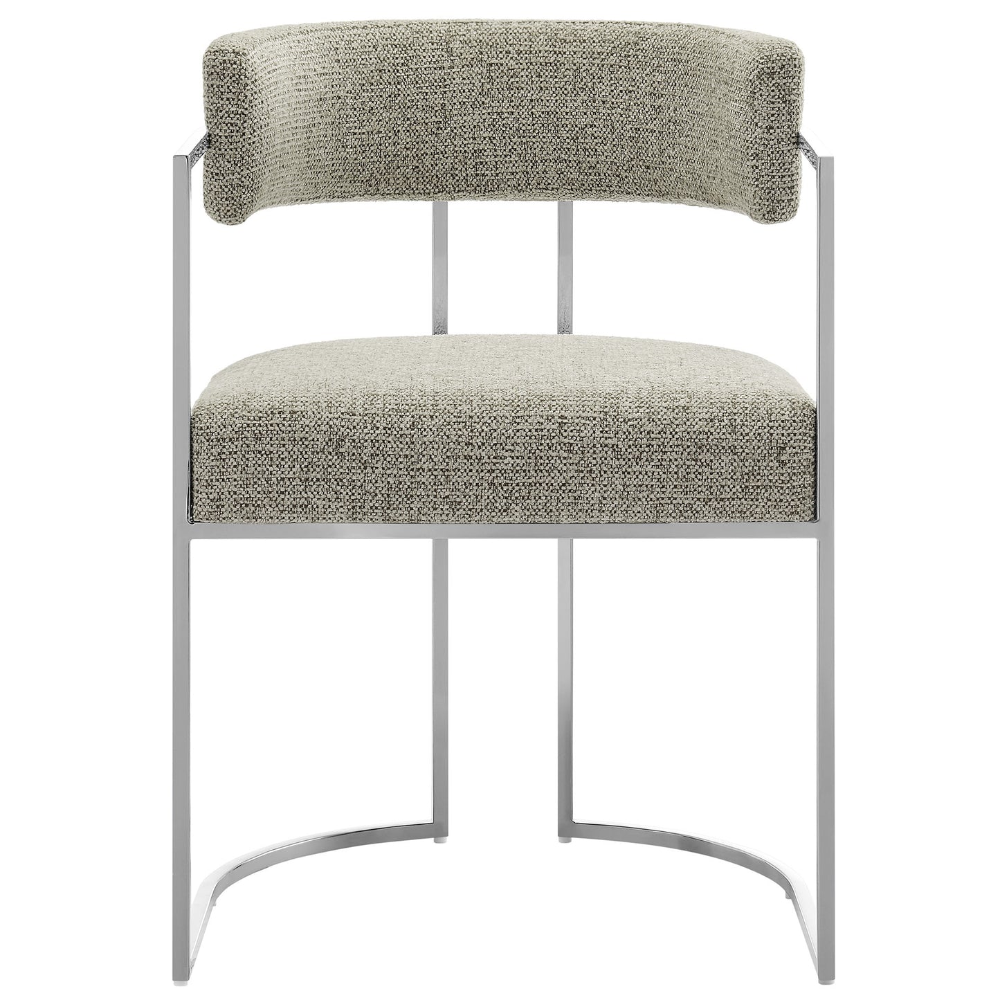 Huron Curved Back Fabric and Metal Dining Accent Chair by Modway EEI-7228-SLV-WHE