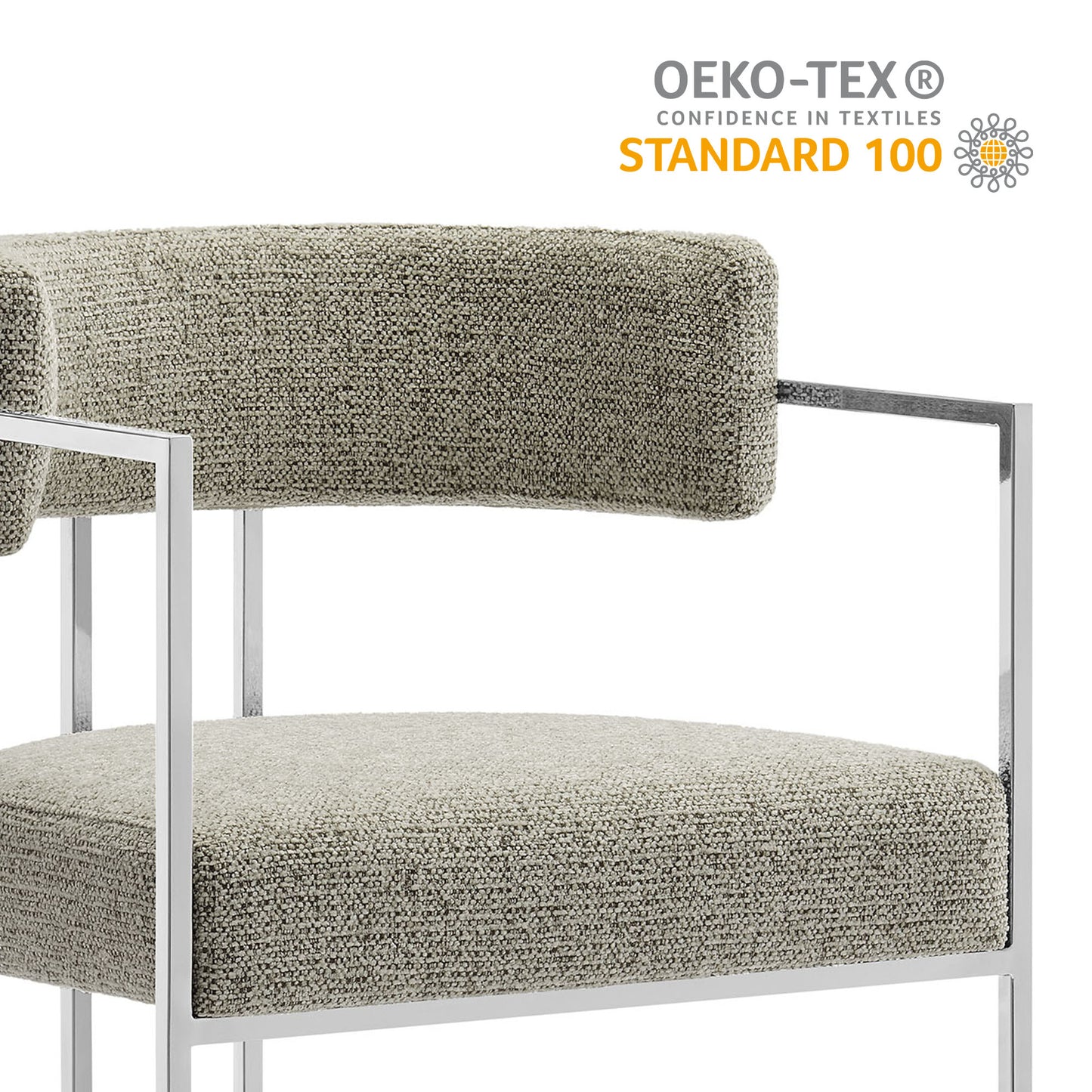 Huron Curved Back Fabric and Metal Dining Accent Chair by Modway EEI-7228-SLV-WHE