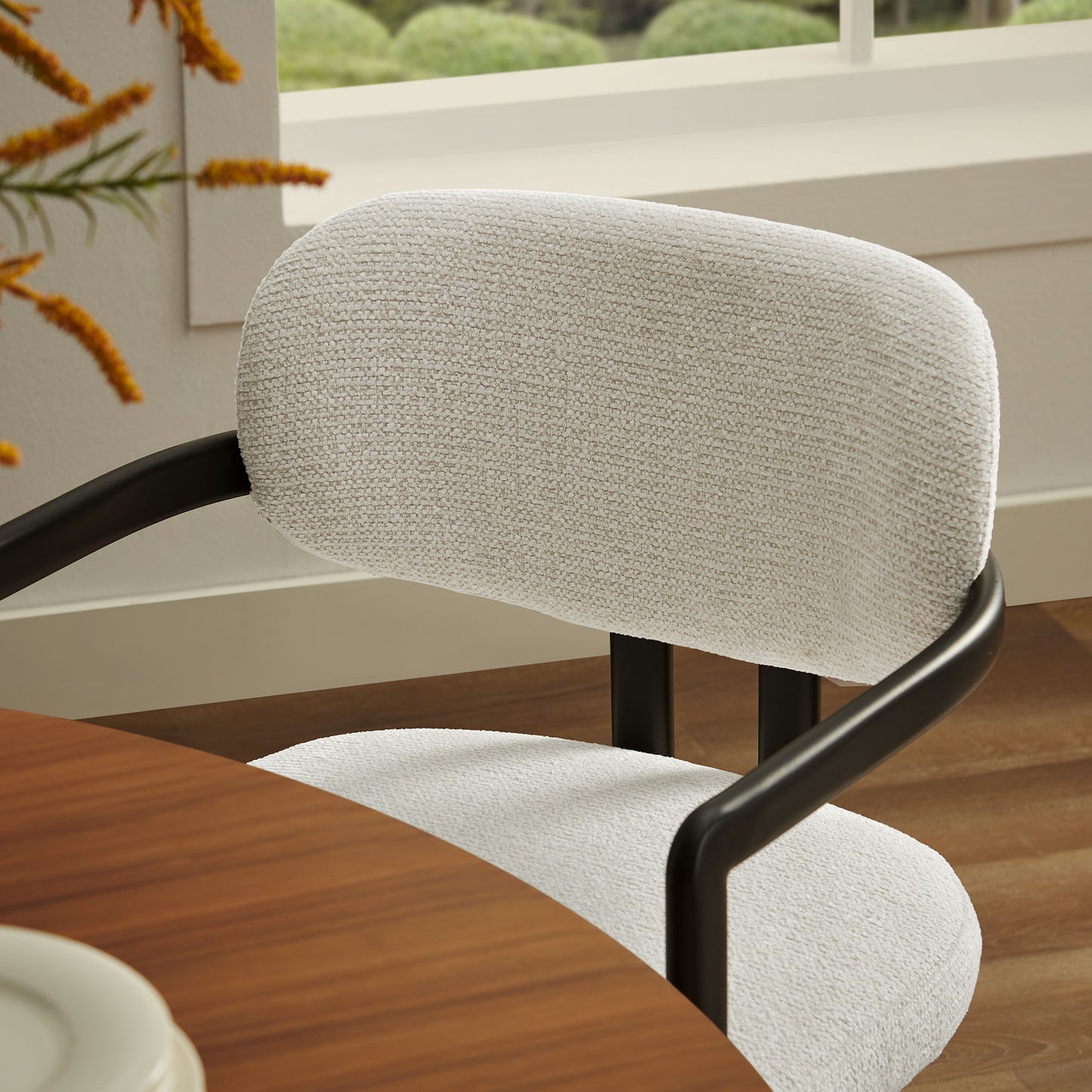 Elio Barrel Fabric and Metal Dining Chair by Modway