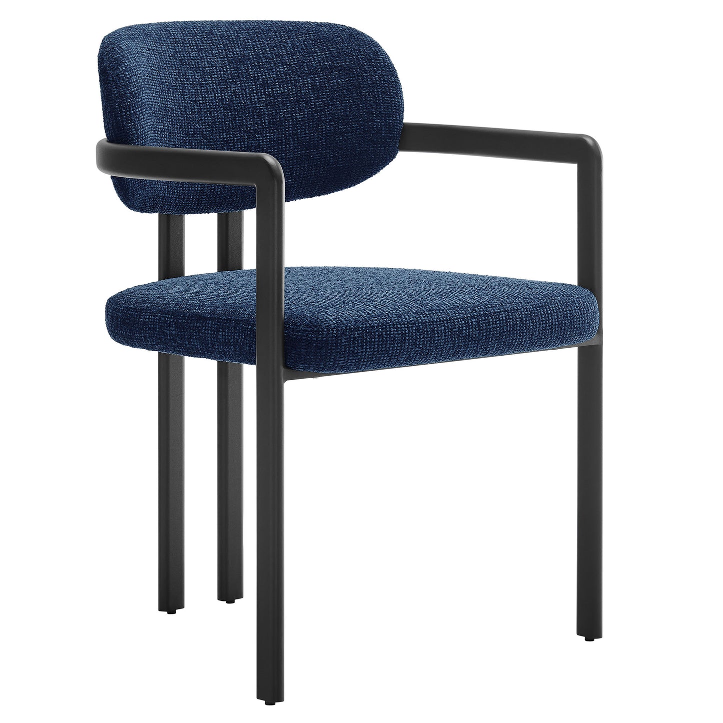 Elio Barrel Fabric and Metal Dining Chair by Modway EEI-7229-BLK-NAV