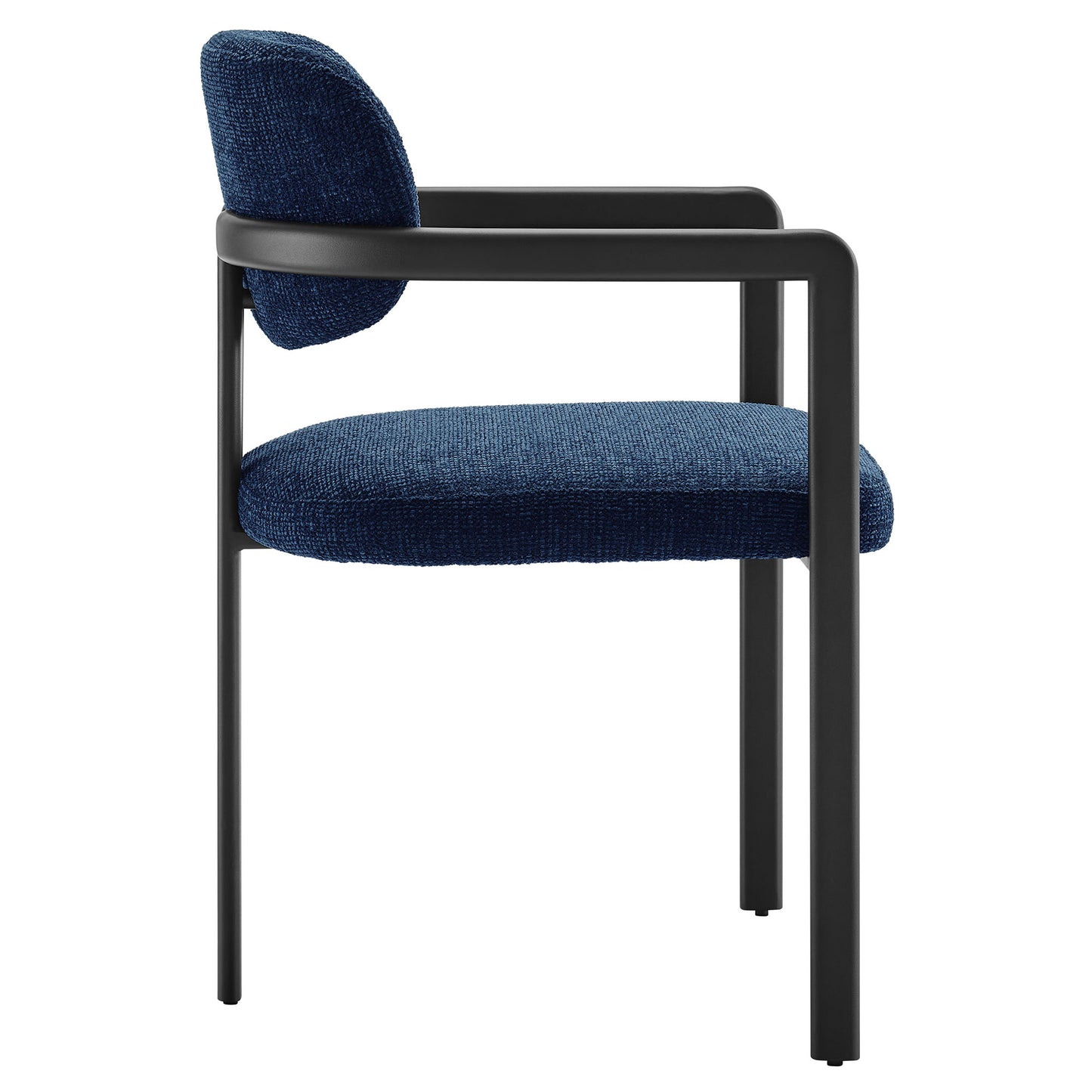 Elio Barrel Fabric and Metal Dining Chair by Modway EEI-7229-BLK-NAV