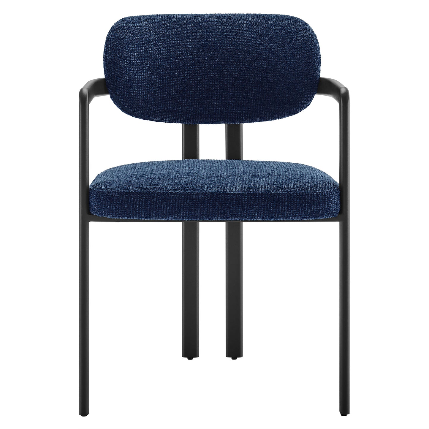 Elio Barrel Fabric and Metal Dining Chair by Modway EEI-7229-BLK-NAV