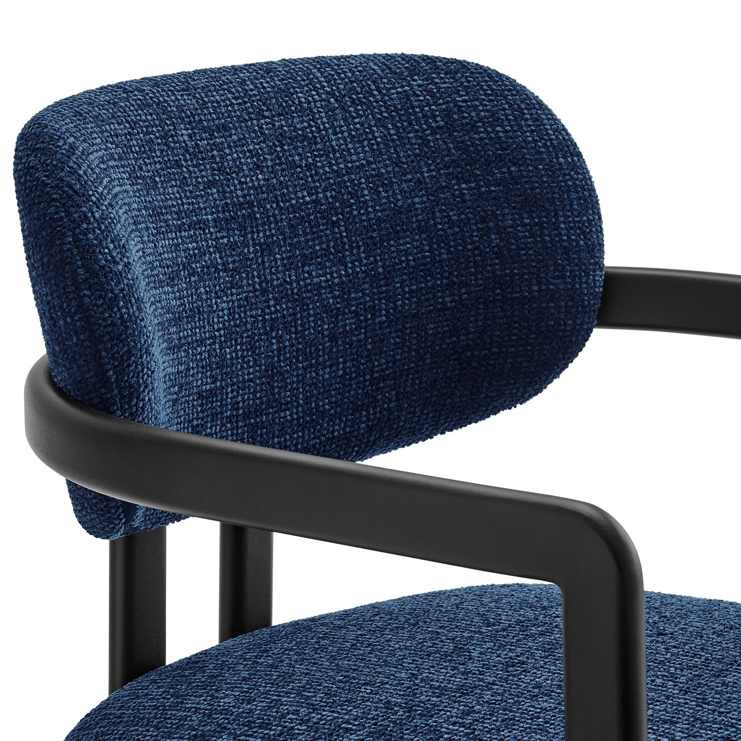 Elio Barrel Fabric and Metal Dining Chair by Modway EEI-7229-BLK-NAV